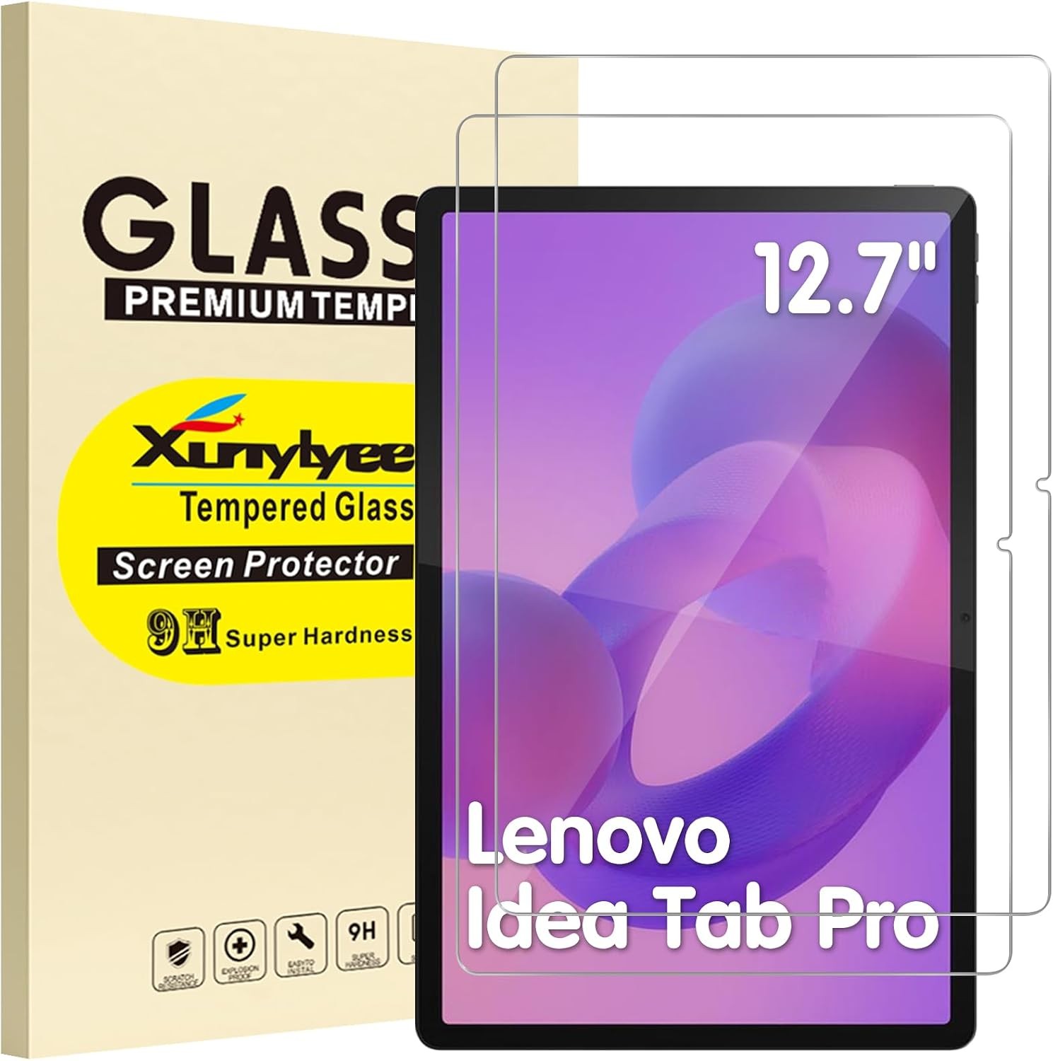 2-Pack Tempered Glass Screen Protectors for Lenovo Idea Tab Pro 12.7 Inch Anti-S