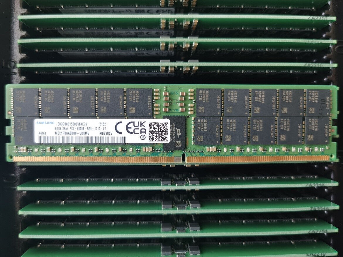 SamSung 64GB 4800MHz DDR5 RAM 2RX4 PC5-4800B RDIMM M321R8GA0BB0 ECC Memory