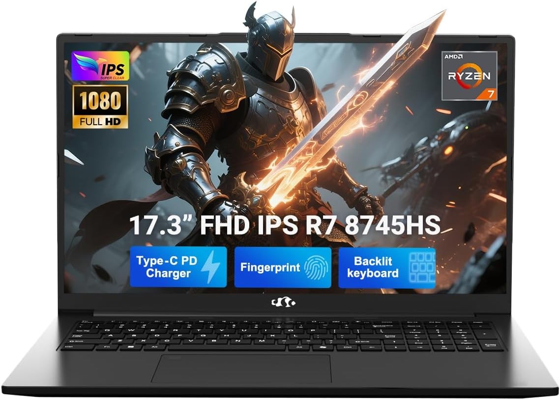 NIMO 17.3" Light Laptop, 8 Cores AMD Ryzen 7 8745HS 16GB DDR5 RAM 512GB SSD