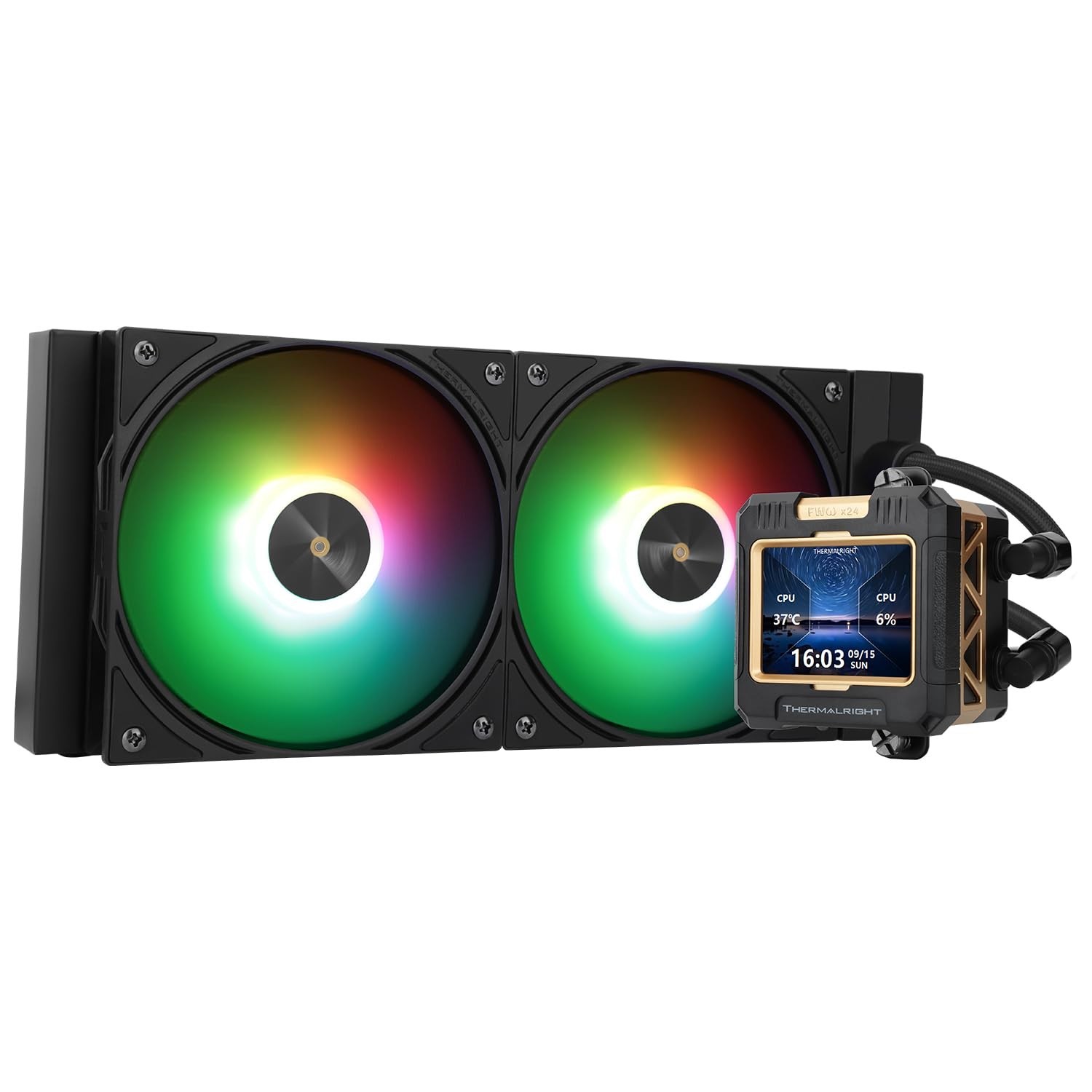 Thermalright FW240 Black ARGB CPU Water Cooler with 2 PWM Fans with 2000RPM,I...