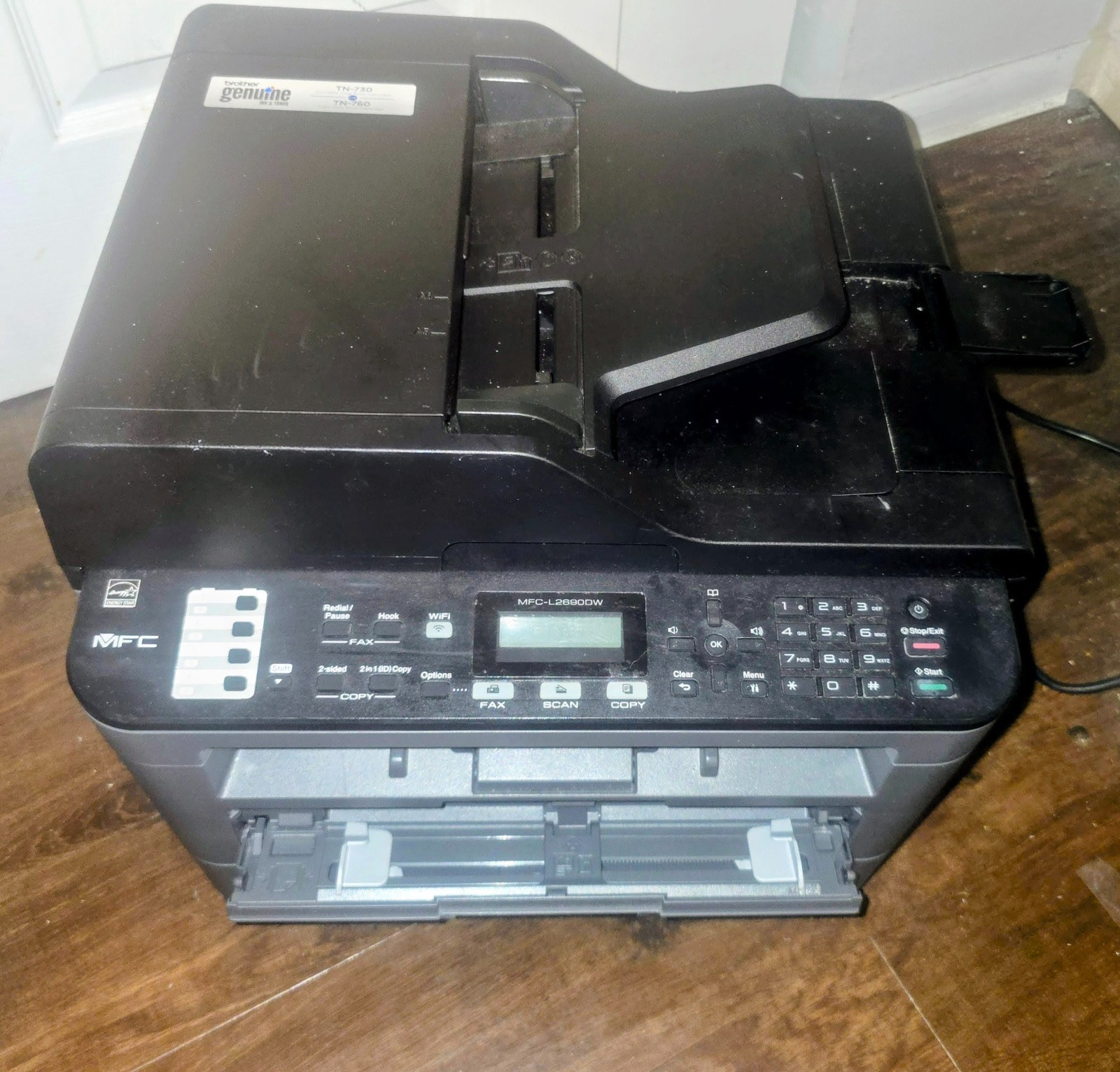 Genuine Brother MFCL2710DW Compact Wireless All-In-One Printer with new drum.
