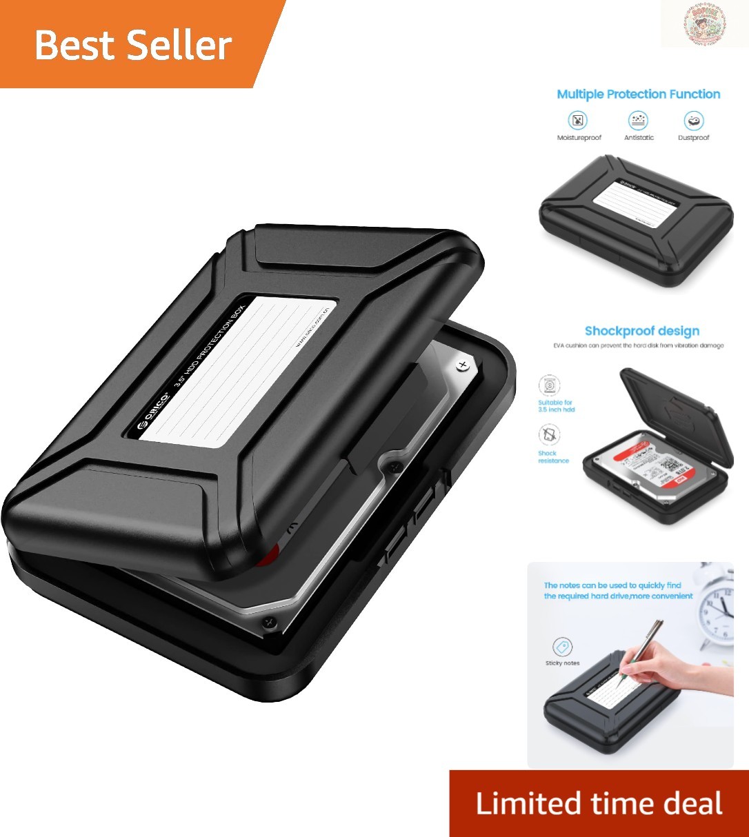 3.5 Inch Waterproof Hard Drive Case - Shockproof & Anti-static Storage Solution