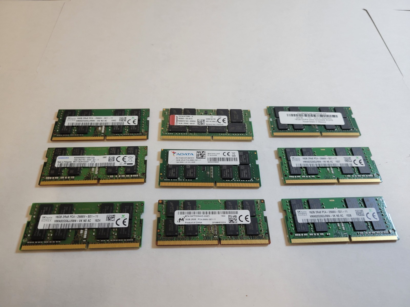 Lot of 9 16GB DDR4 PC4 Laptop RAM Memory Lot free U.S. shipping