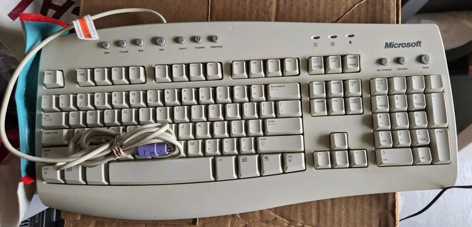Genuine Microsoft Internet Home Office White PS/2 Keyboard - X08-01062 Vtg OEM