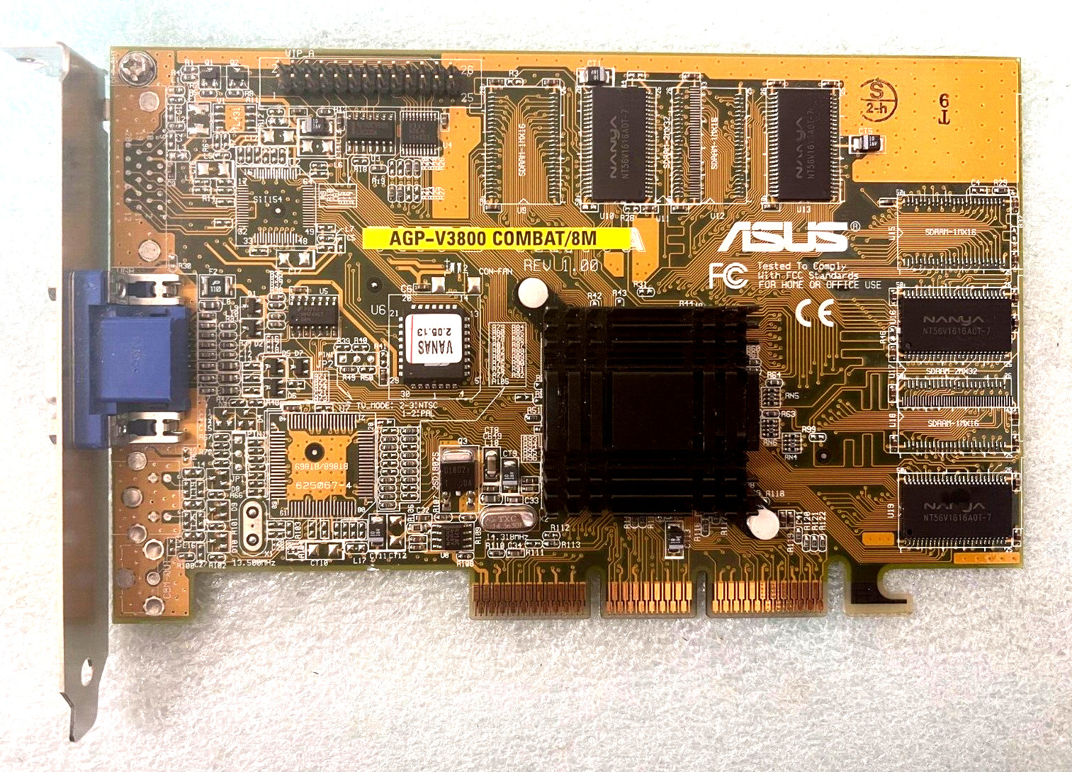 ASUS AGP-V3800 COMBAT 8M NVIDIA Riva TNT2 AGP VIDEO CARD VGA ONLY MXB189