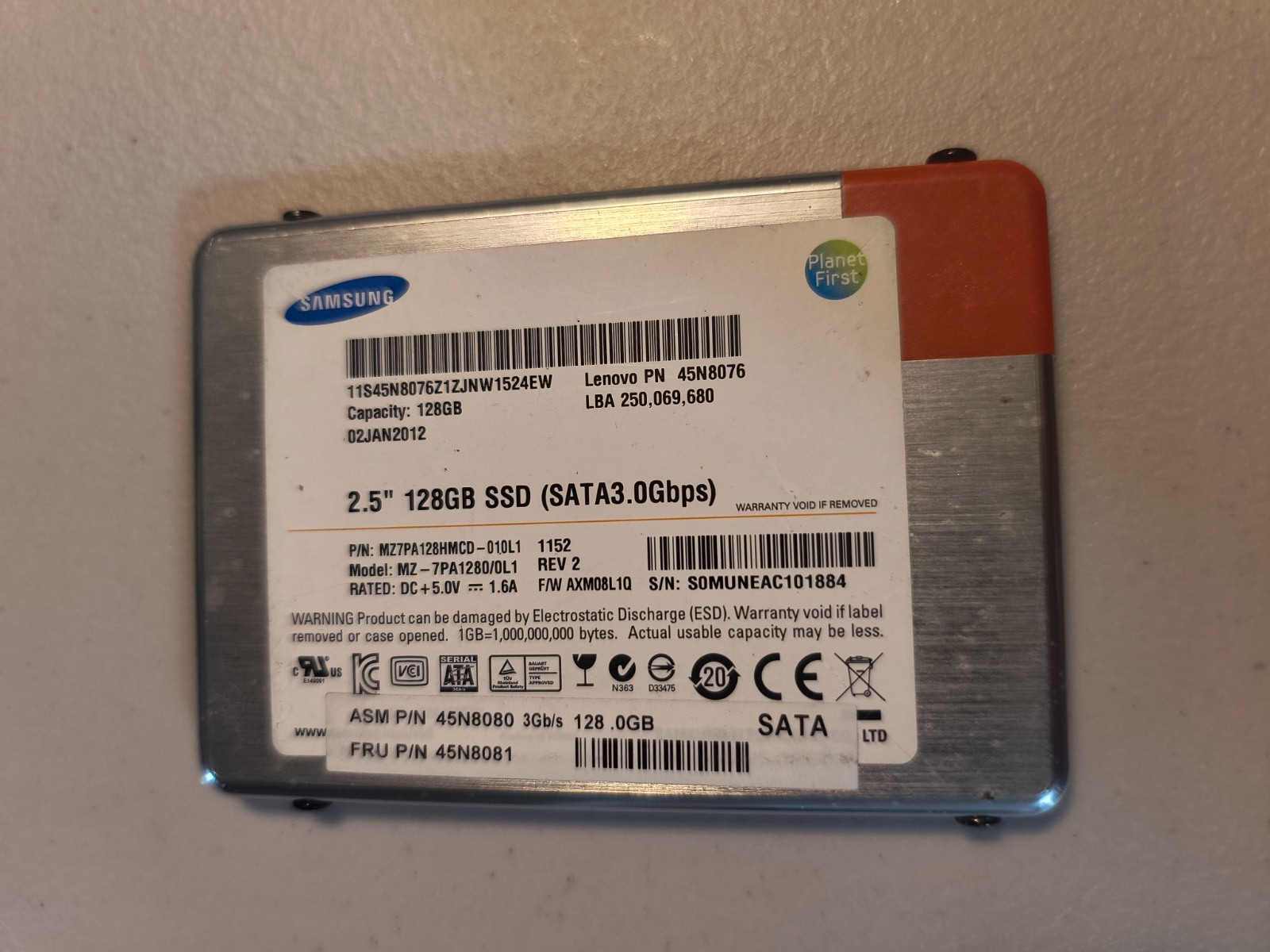 Samsung MZ-7PA1280/0L1 MZ7PA128HMCD-010L1 Rev2  128GB 2.5" SATA SSD
