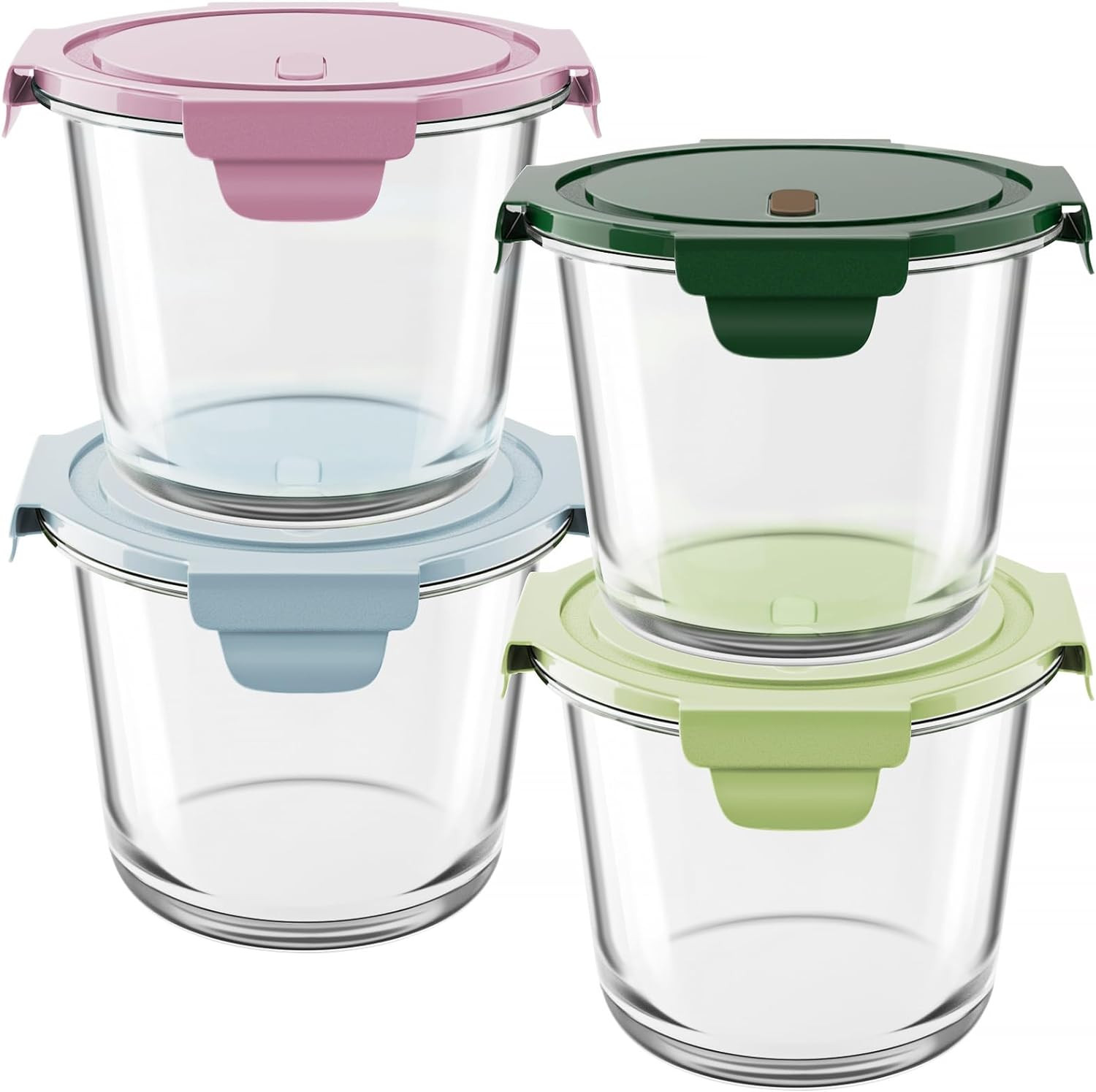 8 PCS Glass Meal Prep Containers with Lids, Airtight 3 Cup Glass Storage Cont...