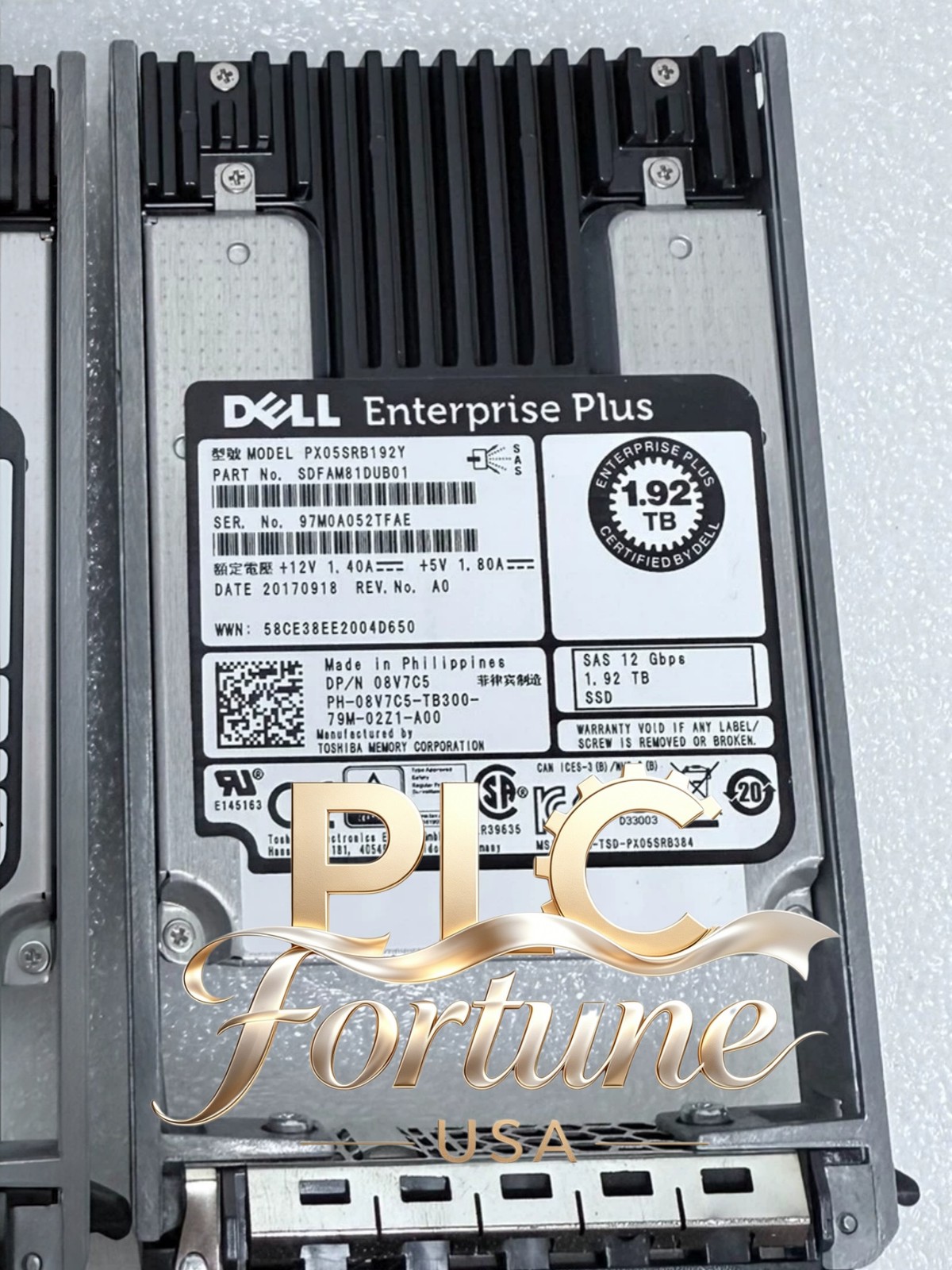 New Dell 08V7C5 8V7C5 PX05SRB192Y Compellent 1.92TB SAS 12Gb/s 2.5'' SSD W/Tray