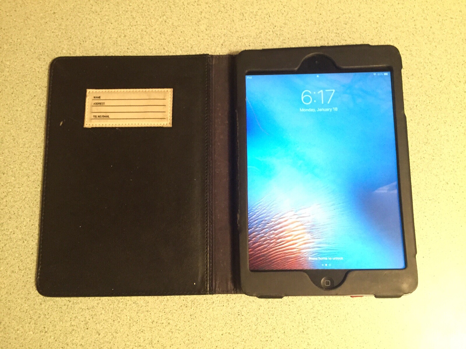 JACK SPADE New York Genuine Black Leather iPad Mini Case