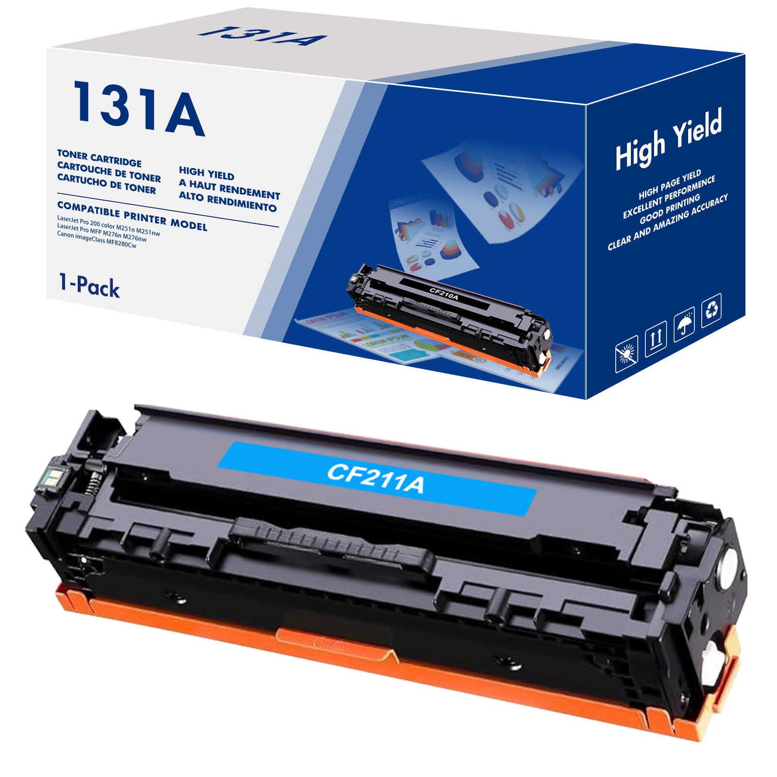 1PK CF211A 131A Cyan Toner Compatible With HP LaserJet Pro 200 color M251n M276n