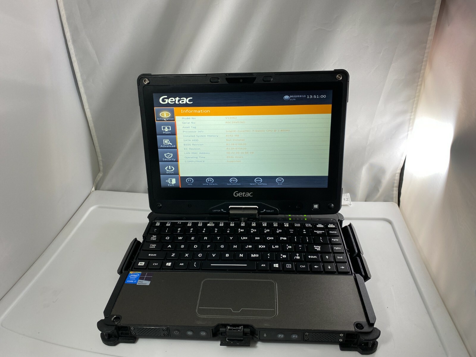 Getac V110G2 i7-5500U 2.40GHz 8Gb RAM NO HDD/Caddy Wi-Fi 1 BattBluetooth V110 G2
