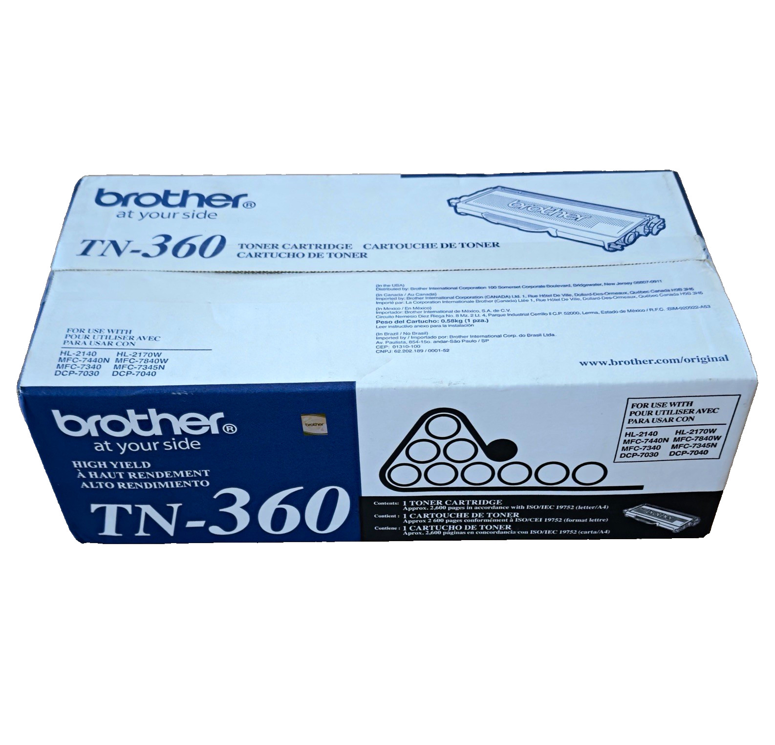 BROTHER TN-360 High Yield Toner Cartridge TN360 Black Genuine NIB Factory Sealed