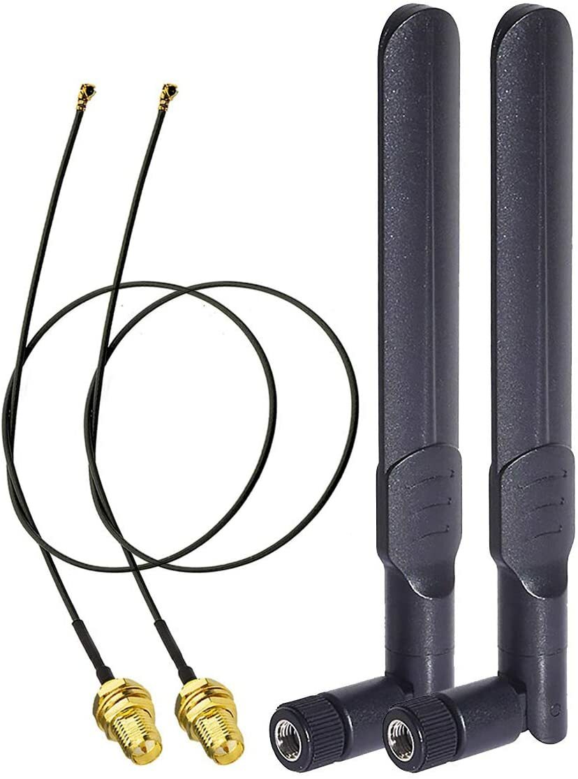 2-Pack Dual Band WiFi 2.4GHz 5GHz 8dbi RP-SMA Male Antenna ,20cm MHF4 Cable