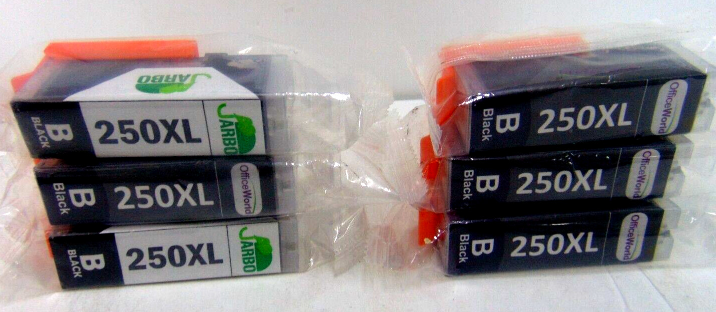 Lot of (6) 250XL Black Ink Cartridge for Canon Printer
