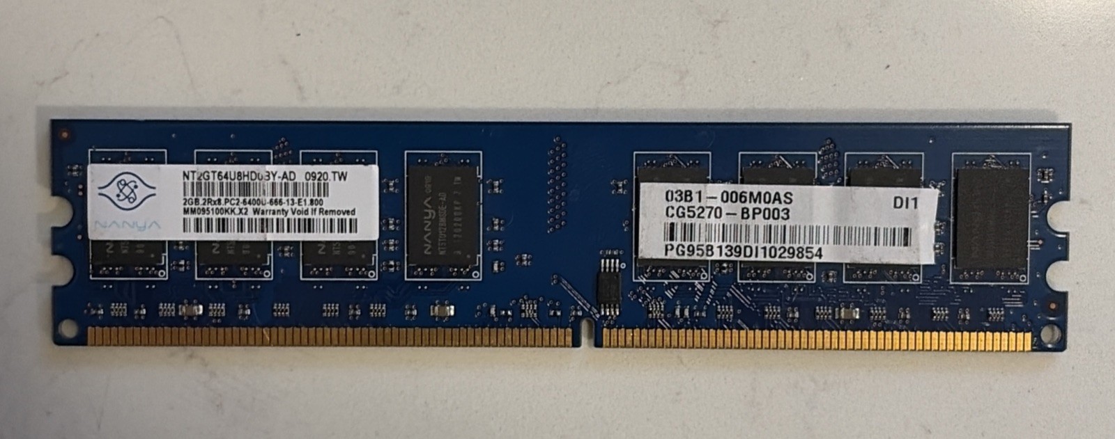 NANYA 2 GB 2Rx8 PC2-6400U-666-13-E1.800 NT2GT64U8HD0BY-AD