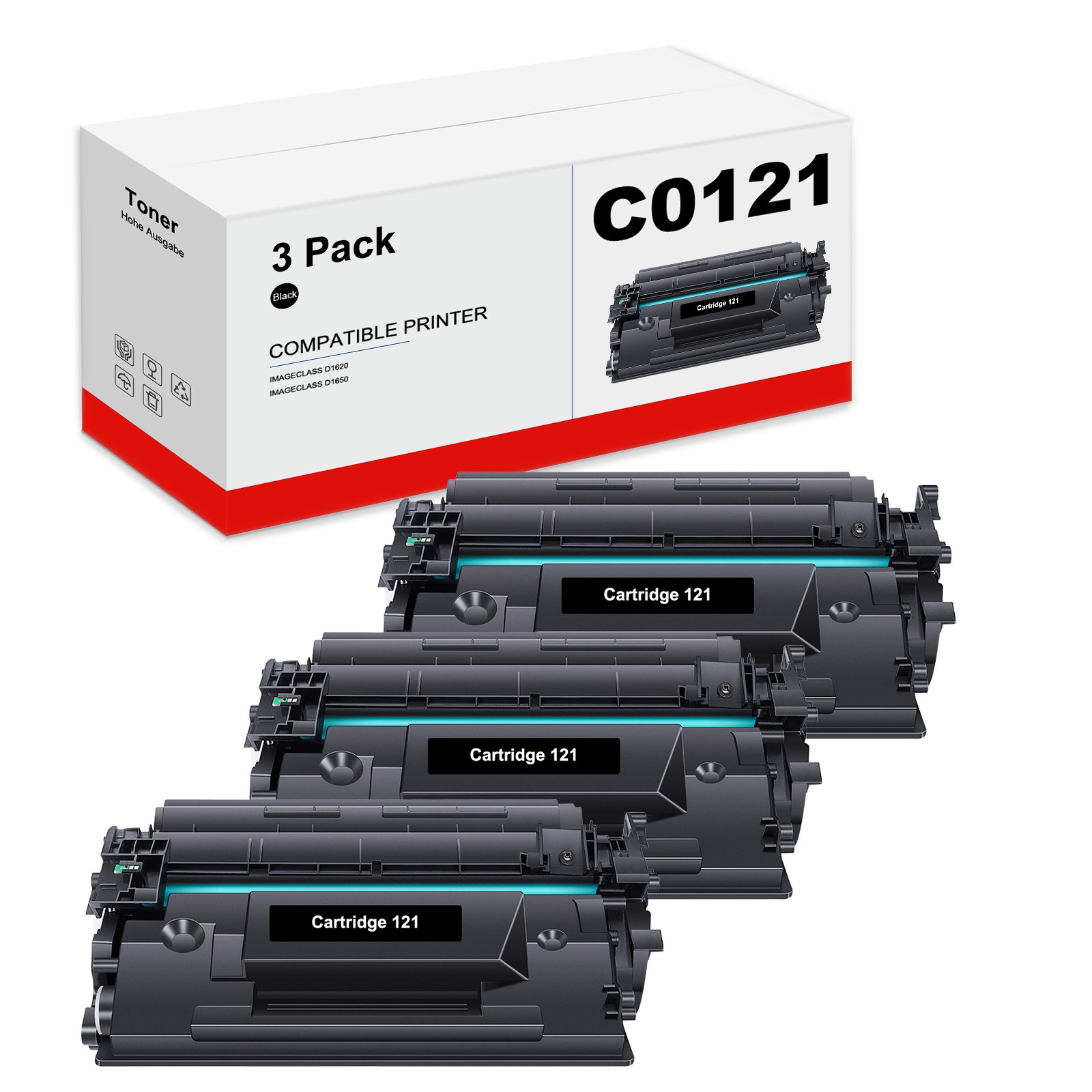 3x CRG121 C121 Toner Cartridge For Canon 121 Image Class D1650 D1620 3252C001