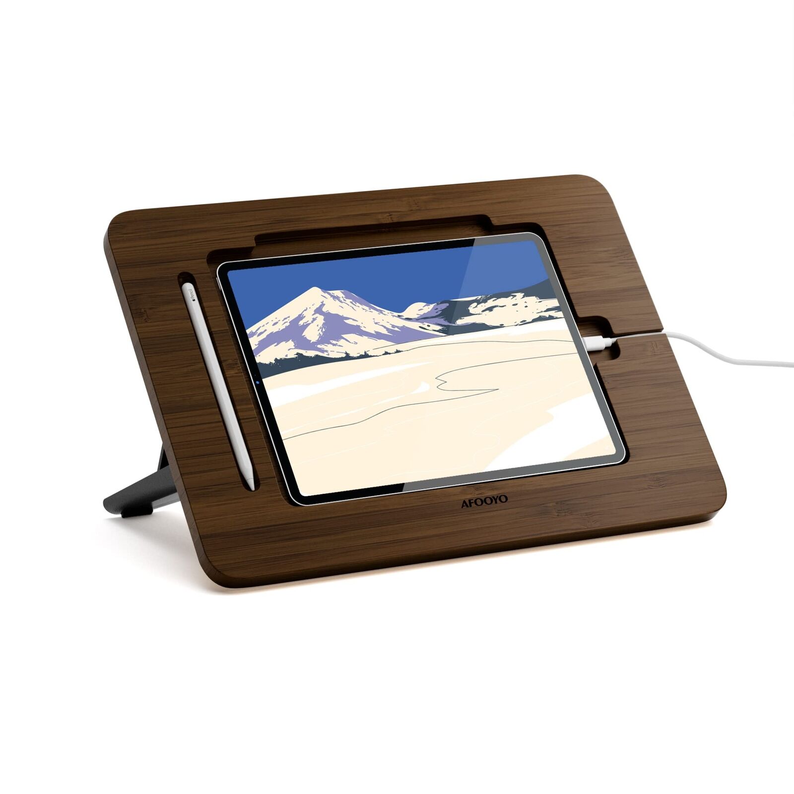 Bamboo iPad Drawing Stand - Portable & Adjustable 5 Angles Laptop Stand Riser...