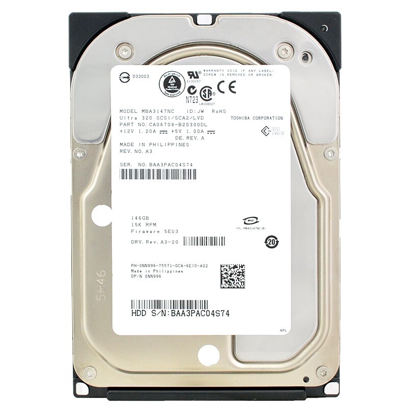 Hard Drive Dell 146Gb MBA3147NC 15000Rpm SCSI 80-PIN 0NN996