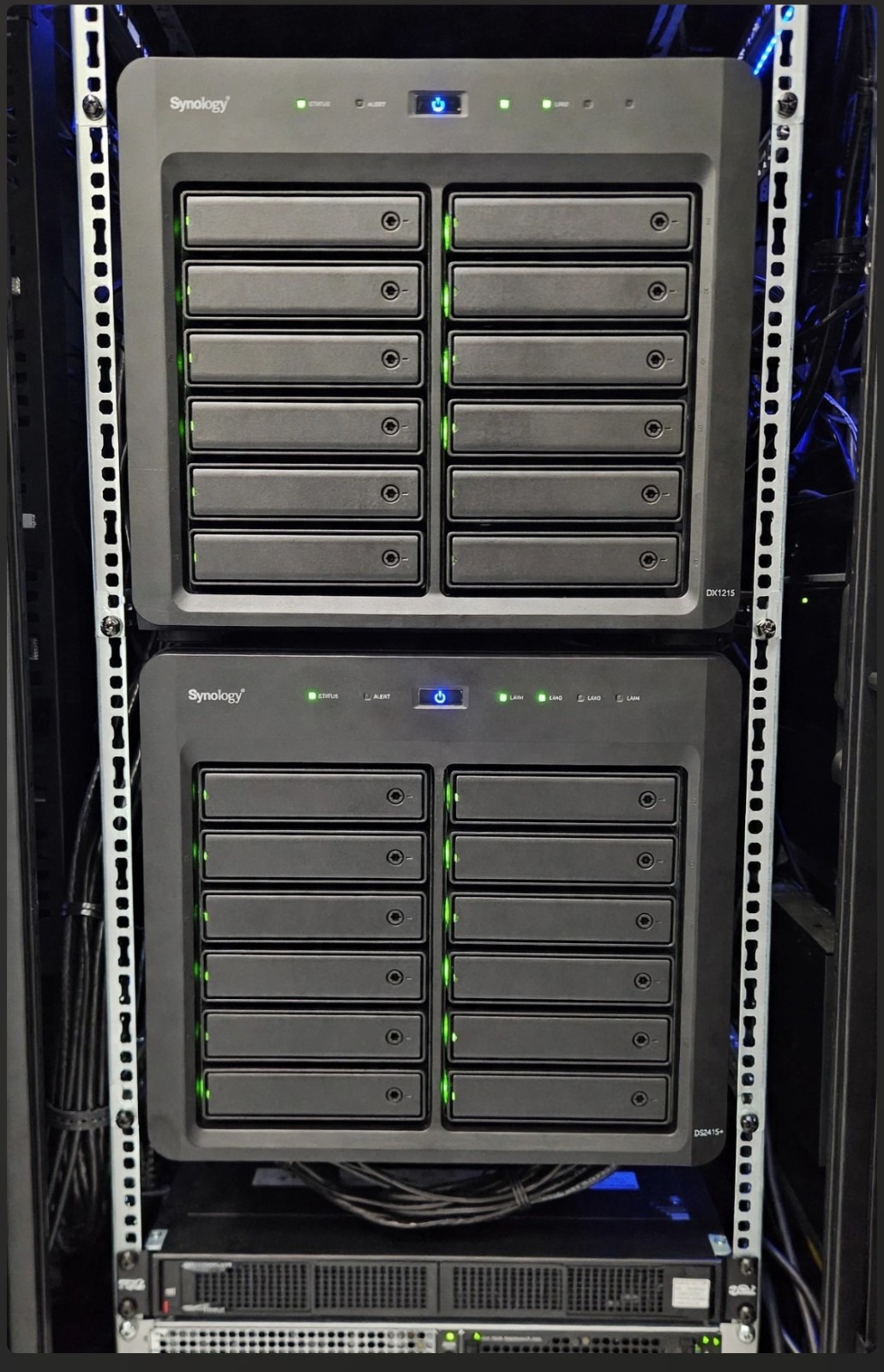 Synology DiskStation DS2415+ & DX1215 24-Bay NAS with 166TB's Included