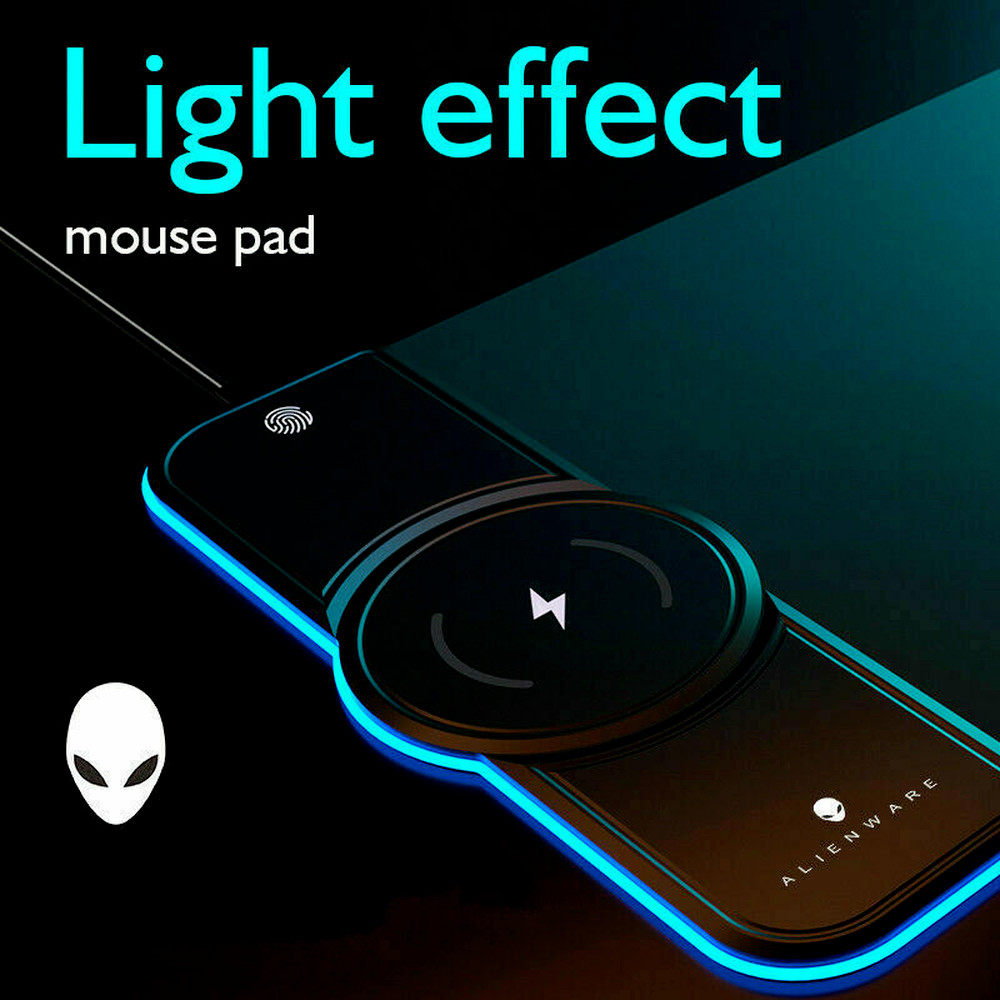 Alienware 15W Qi Wireless Charging RGB Gaming Computer Keyboard Pad Mouse Mat