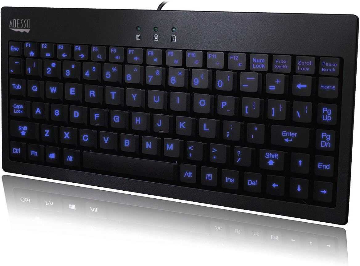 AKB-110EB Slimtouch 110 3-Color Mini Keyboard, 12 Inches, Black