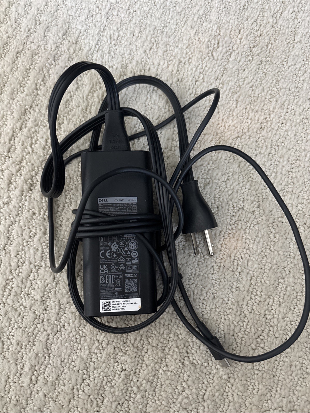 Dell 65W Watt USB-C Type C Laptop Charger AC Power Adapter HA65NM190, DA65NM190