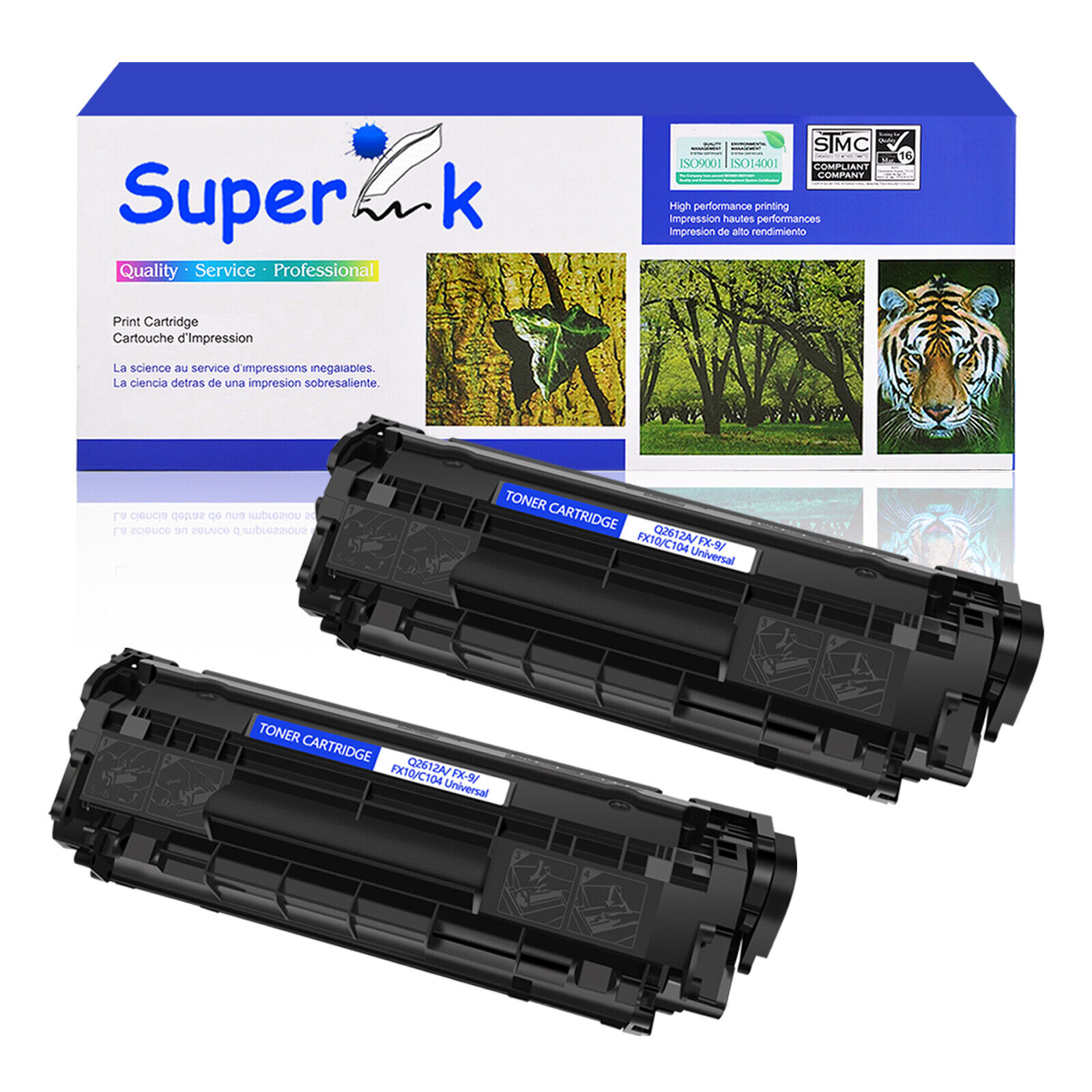 2PK Black FX9 FX10 C104 Toner Cartridge Compatible For Canon FaxPhone L90 L120