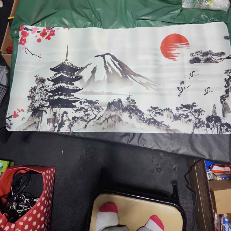 Cherry Blossom Gaming Mouse Pad XL Desk Mat Pagoda Mount Fuji Sun