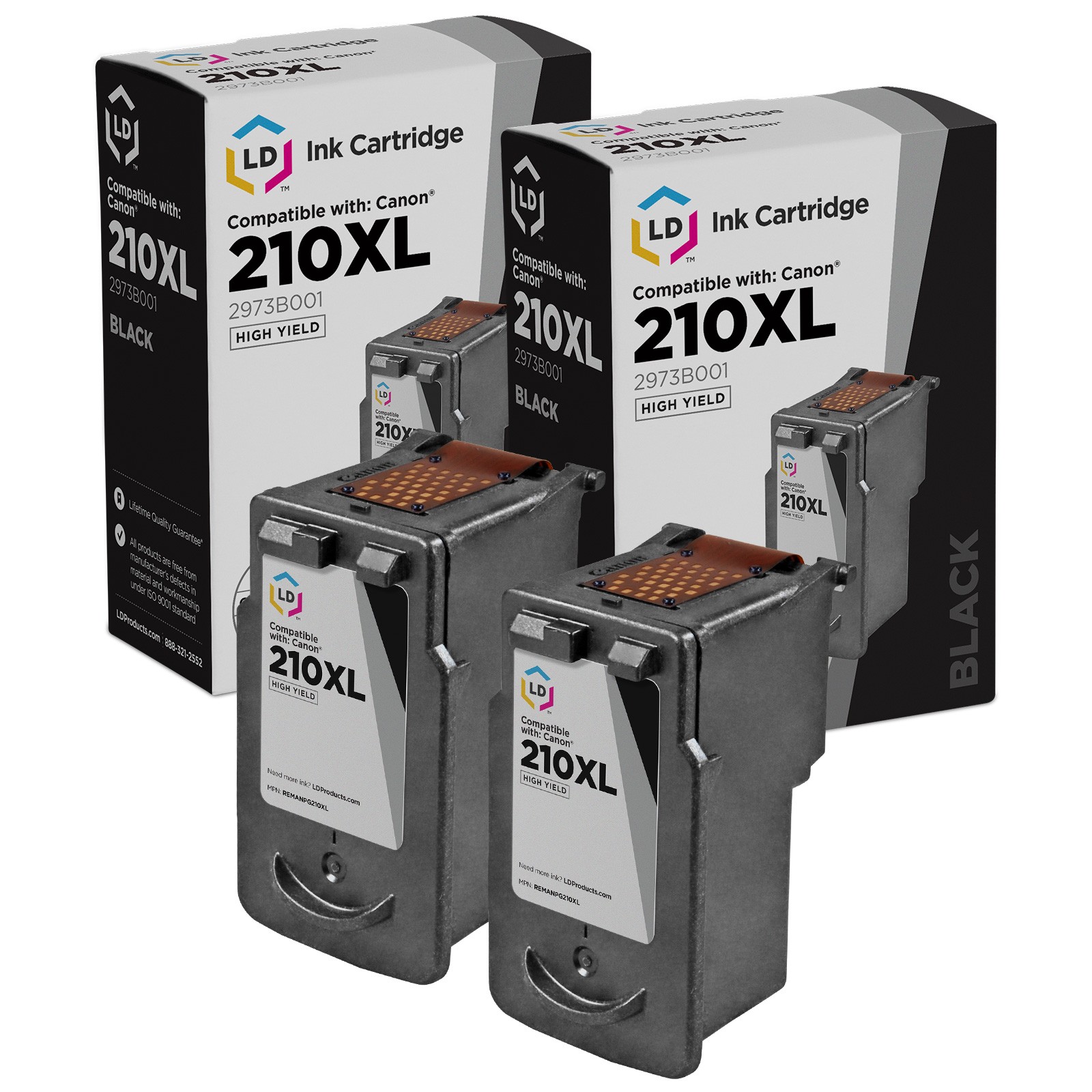 LD Canon Replacement PG-210XL Set of 2 High Yield Ink Cartridges