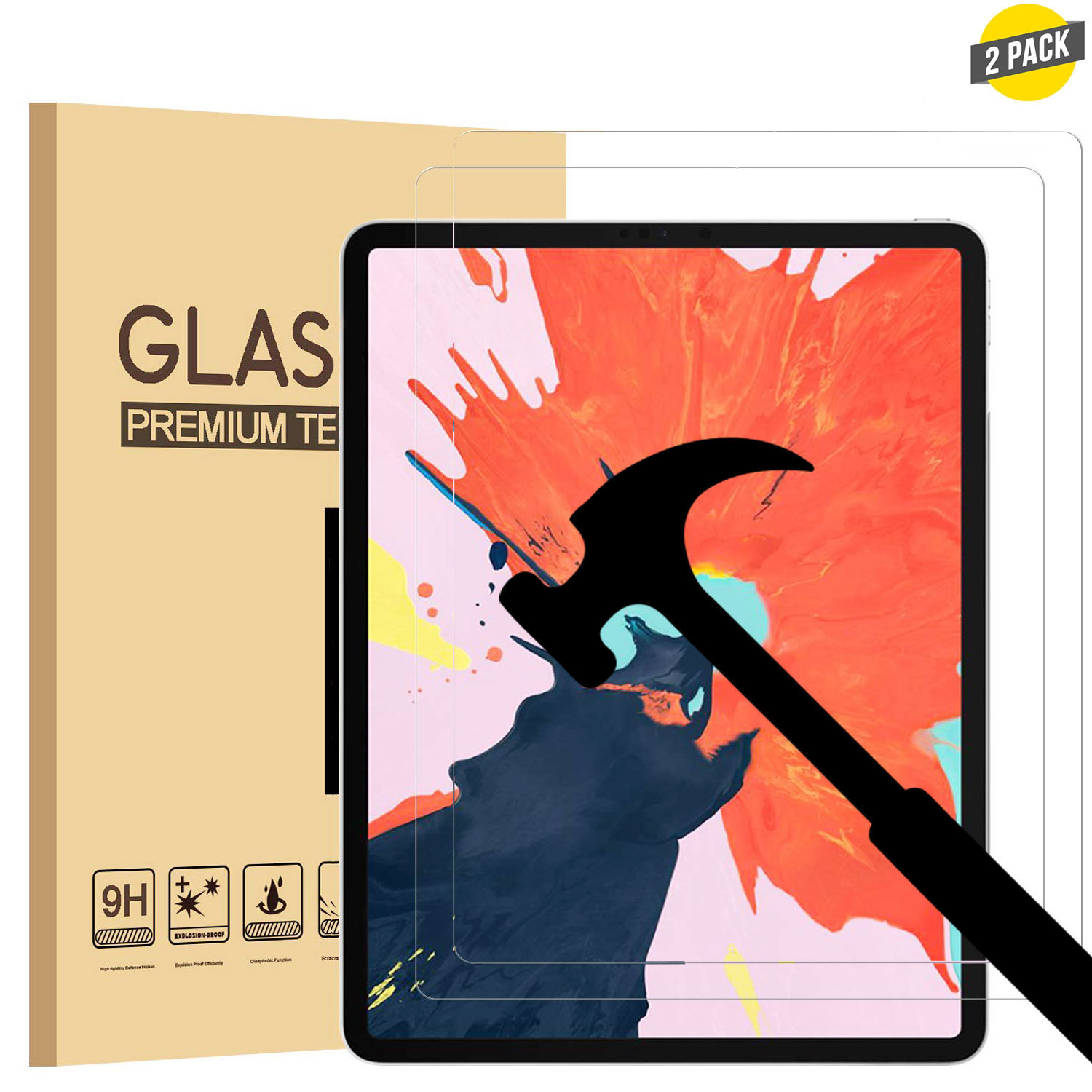 (2 Pack) Premium Tempered Glass Screen Protector For 4rd Gen iPad Pro 12.9" 2020