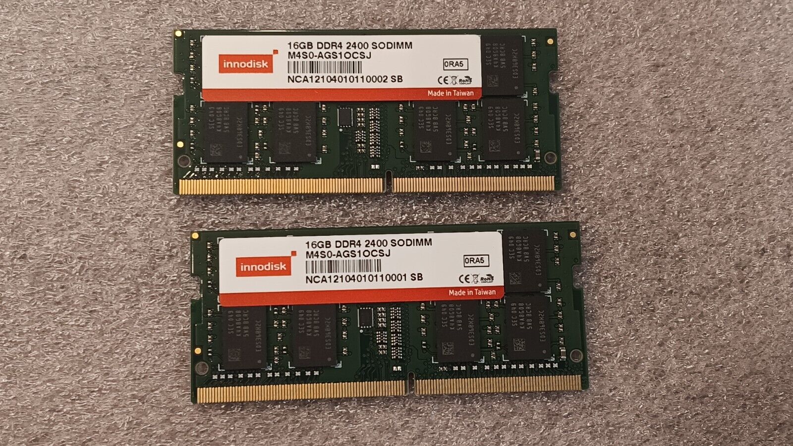 Lot of (2) innodisk 16GB DDR4-2400MHz SODIMM M4S0-AGS1OCSJ