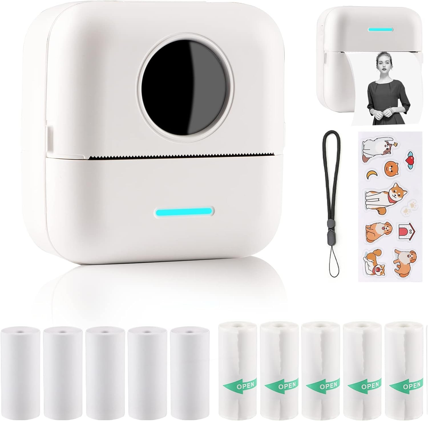 HuiJuKeJi X5 Mini Sticker Printer Bluetooth Smart Pocket Inkless Thermal - White