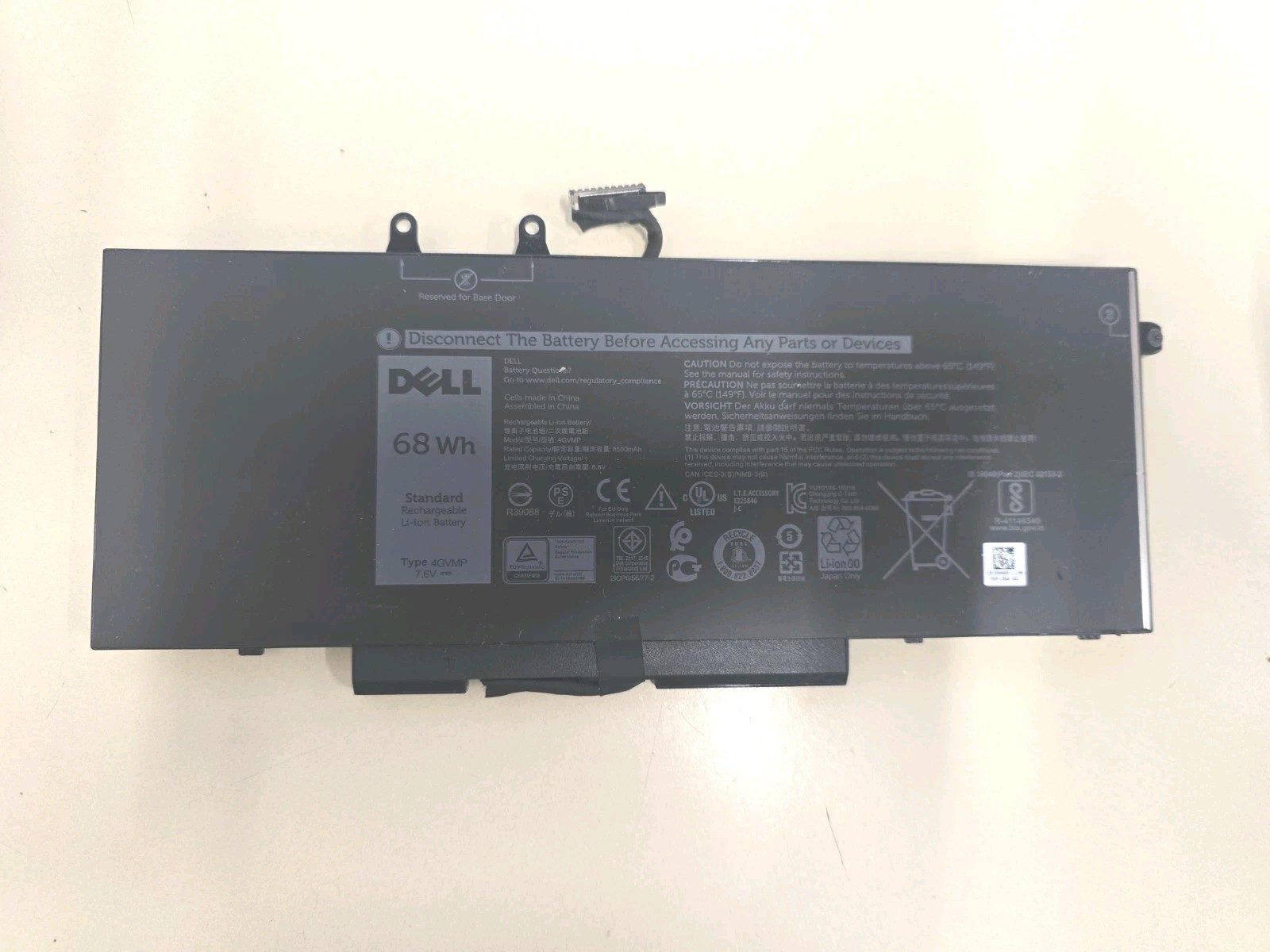 Used Genuine Dell Latitude 5400 5500 Battery 7.6V 68Wh 4GVMP C5GV2 MCV1G 8500mAh