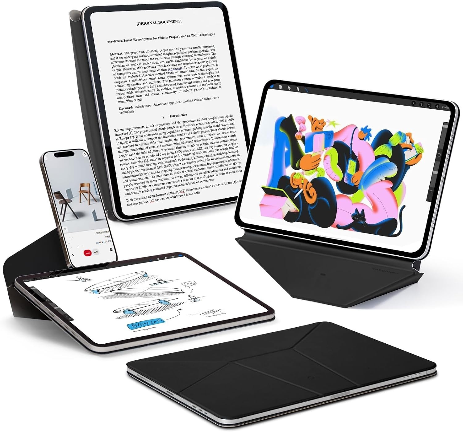MOFT Dynamic Folio iPad Pro 11" M5 M4 Case Jet Black MS028-1-11Pro