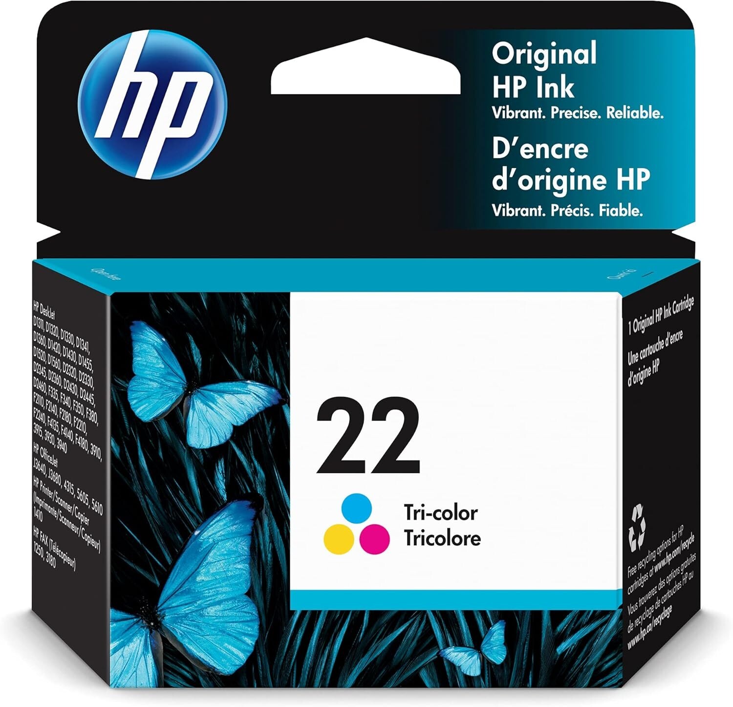 GENUINE HP 22 Tri-color Ink Cartridge for Fax 1250 3180 Series C9352AN