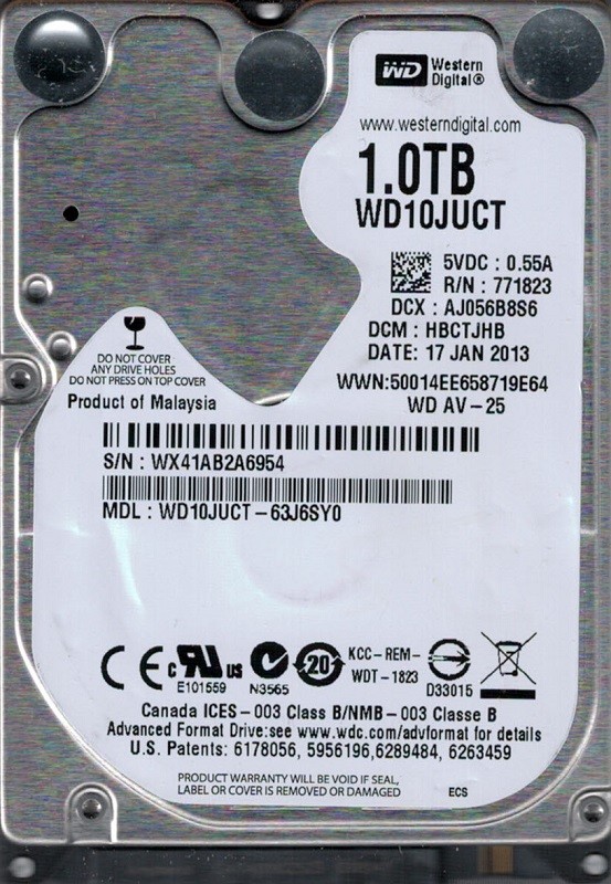 WD10JUCT-63J6SY0 DCM: HBCTJHB WX41A Western Digital 1TB