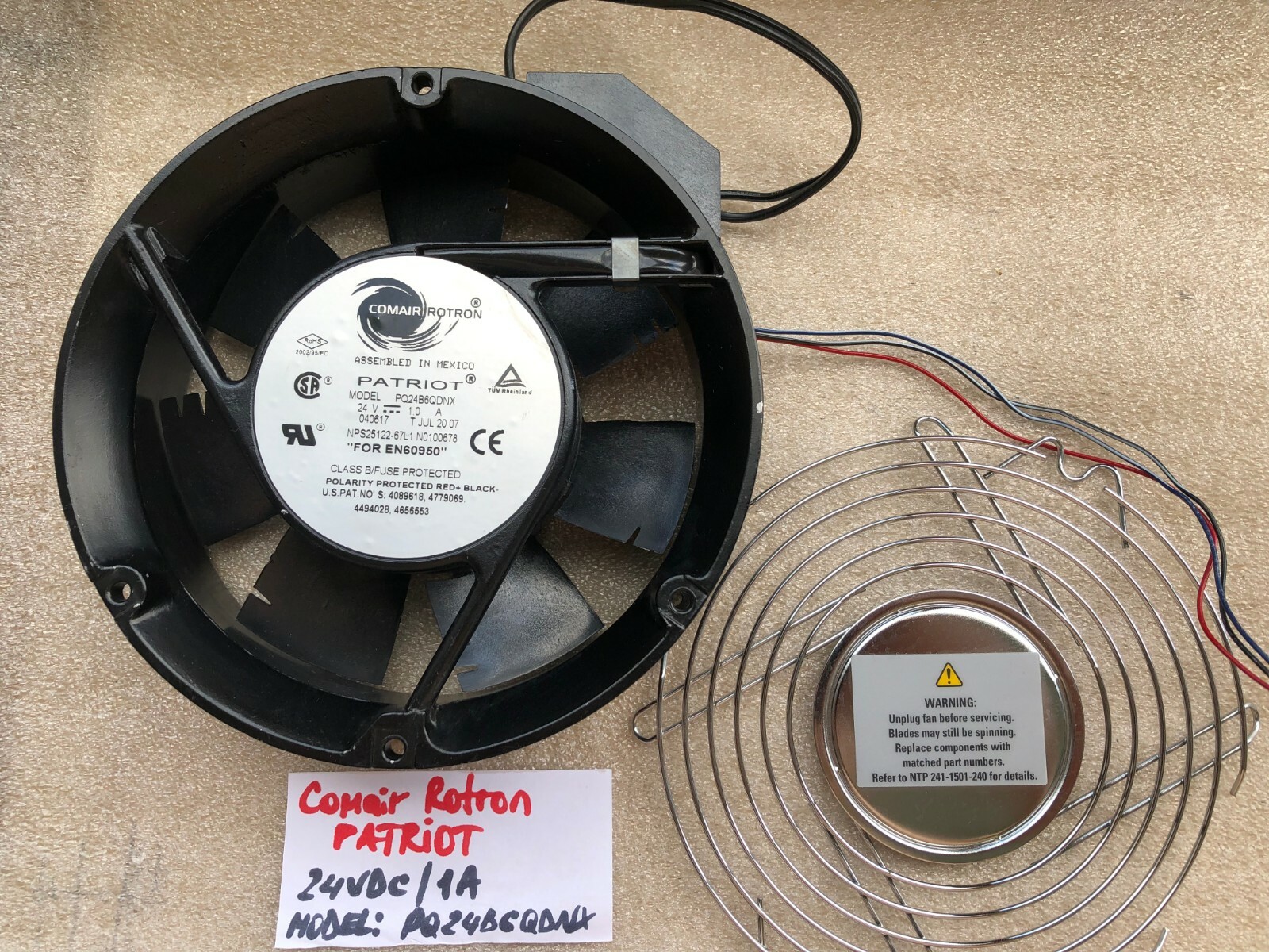 1x Comair Rotron PATRIOT (PQ24B6QDNX) 24VDC / 1A WIND INVERTER FAN (170mm/ 50mm)