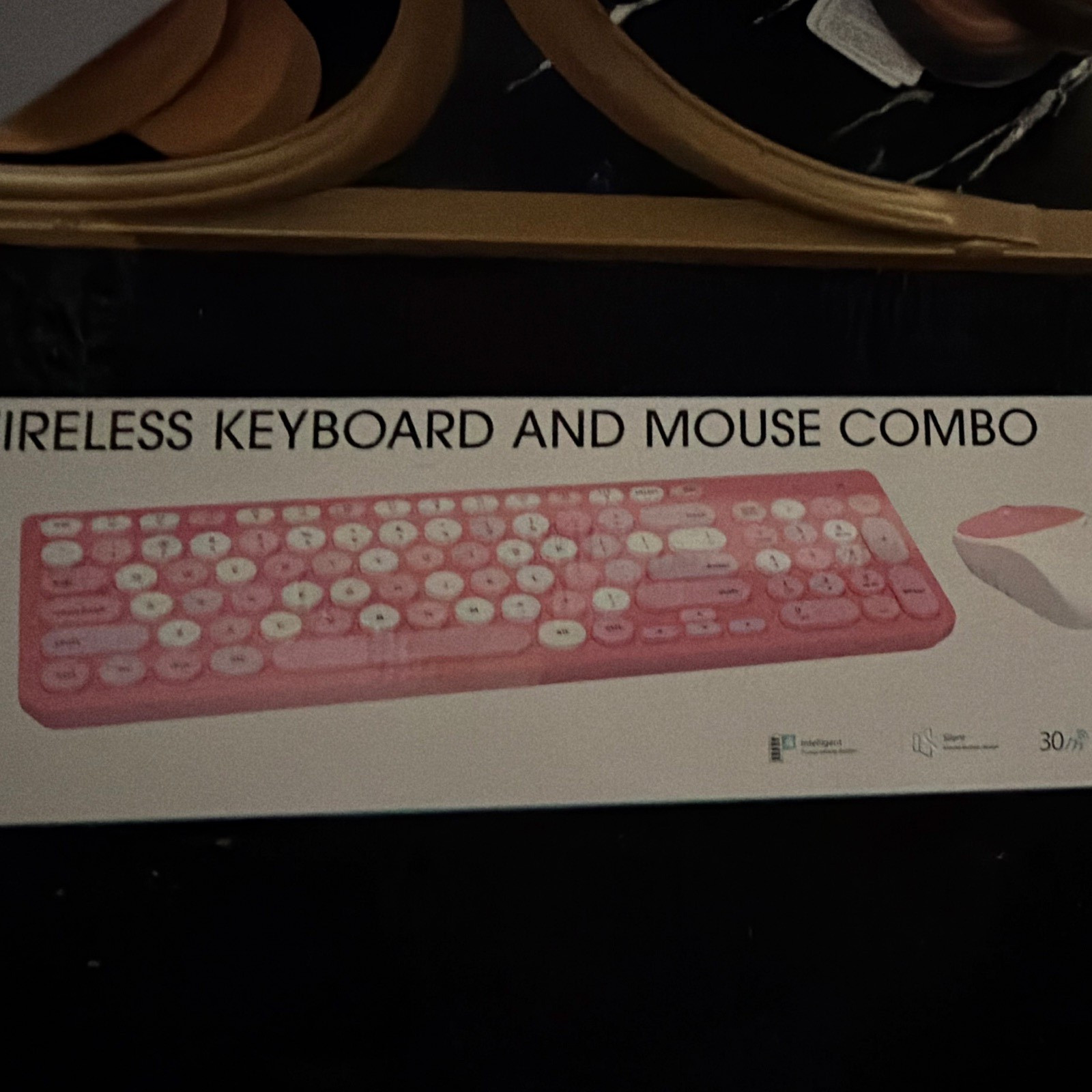Wireless Standard Keyboard & Mouse Combo Set, Pink and White Connectivity