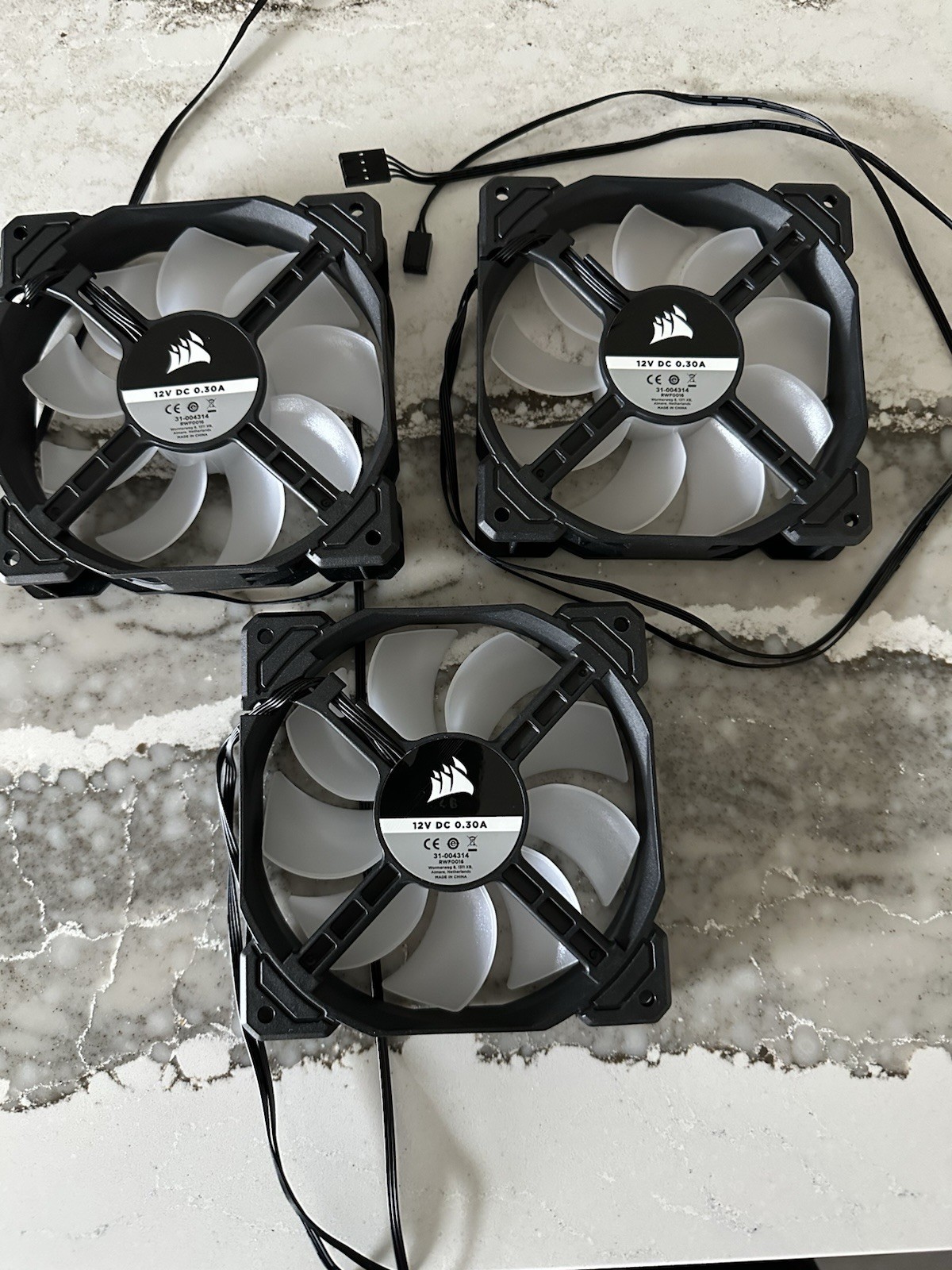 Three (3) Corsair Air Series SP120 RGB 120mm RWF0016 Fans