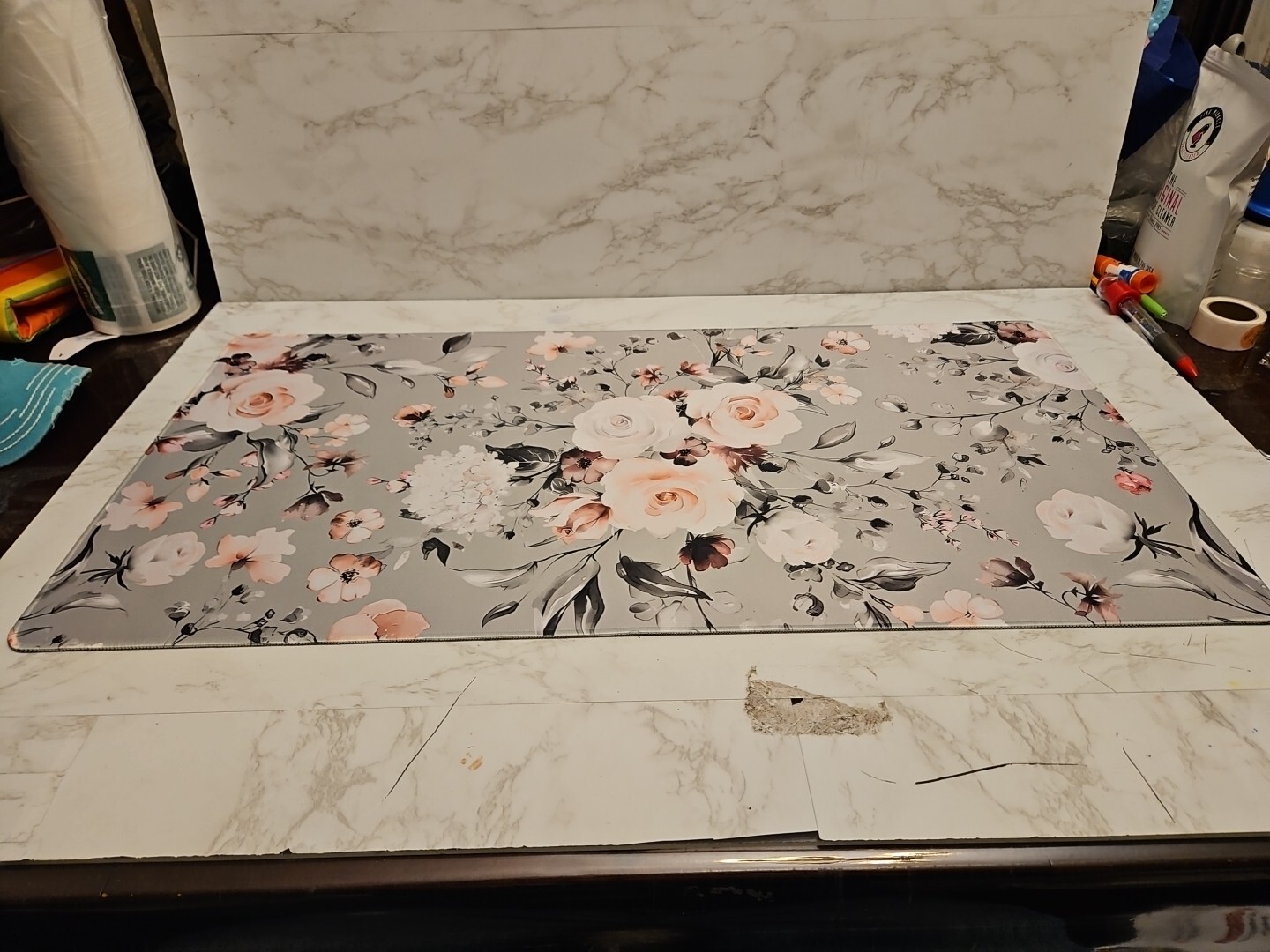 Large Mouse Pad Tea Rose Floral Design 31.5x15.7 inch Non Slip Gaming Mouse Pad