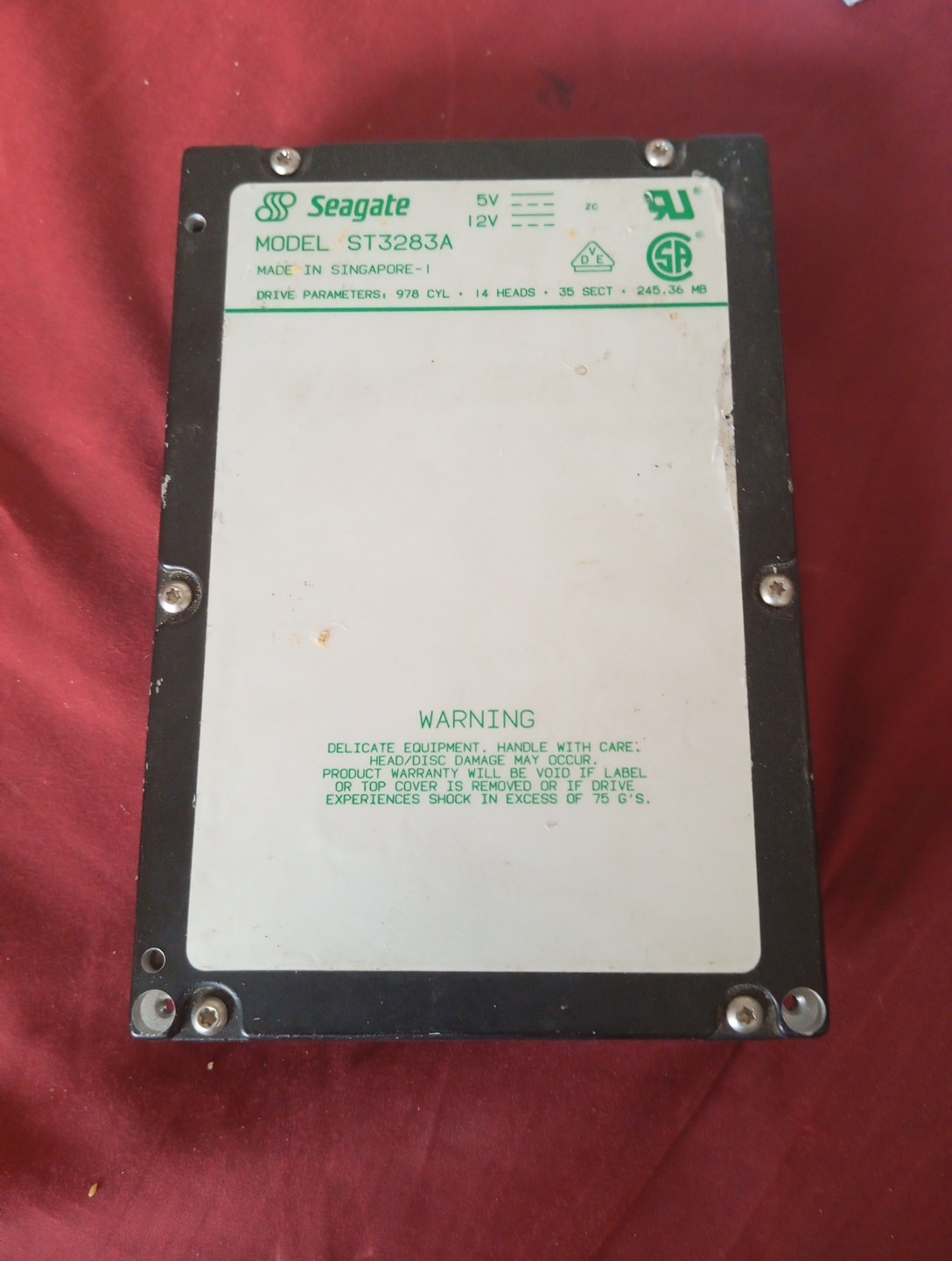 Seagate ST3283A IDE (245MB, Retro, 1993) Hard Drive UNTESTED 