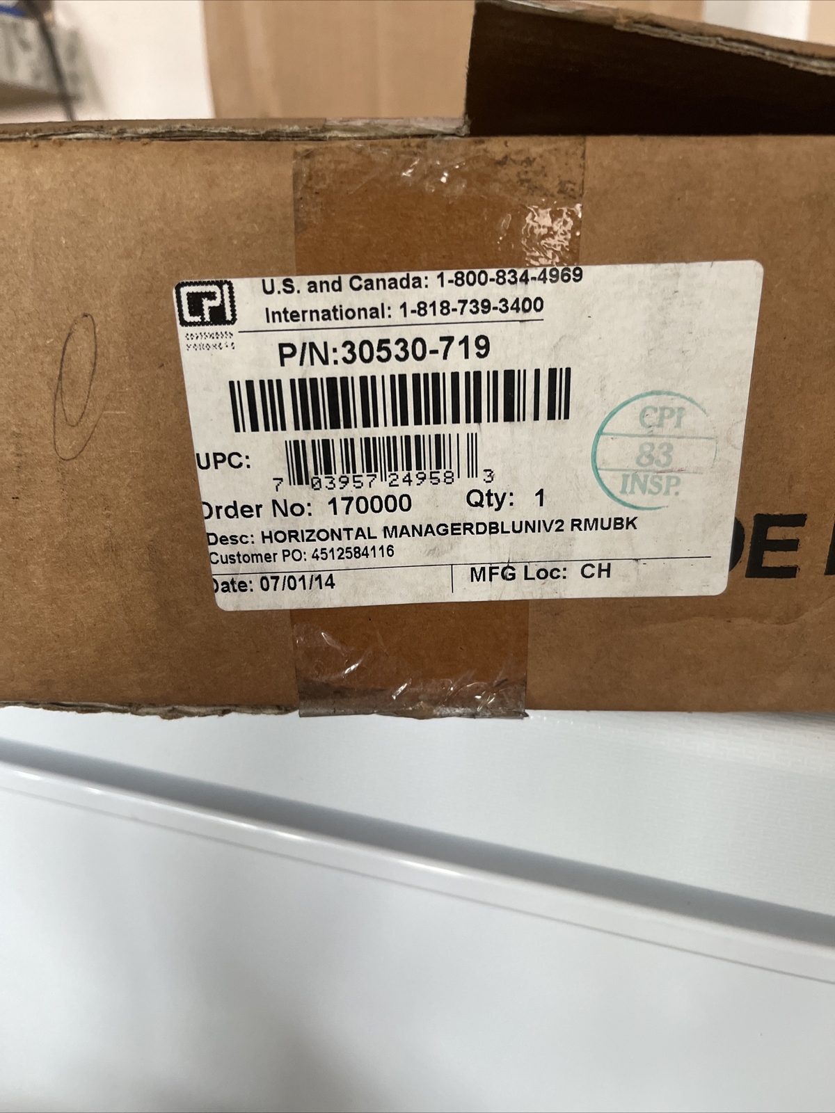 CPI Chatsworth Universal Horizontal Cable Manager Double-Sided, 30530-719, 2-RMU
