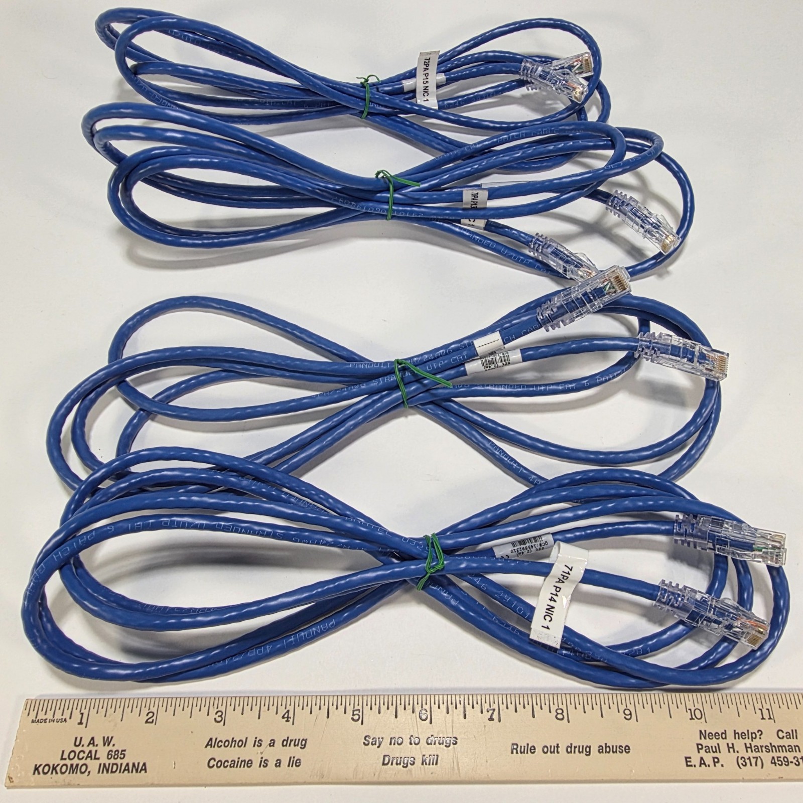 Lot of 4 Panduit UTPSP8BUY Cat6 Ethernet Patch Cables 8ft Blue RJ45 TX6 Plus