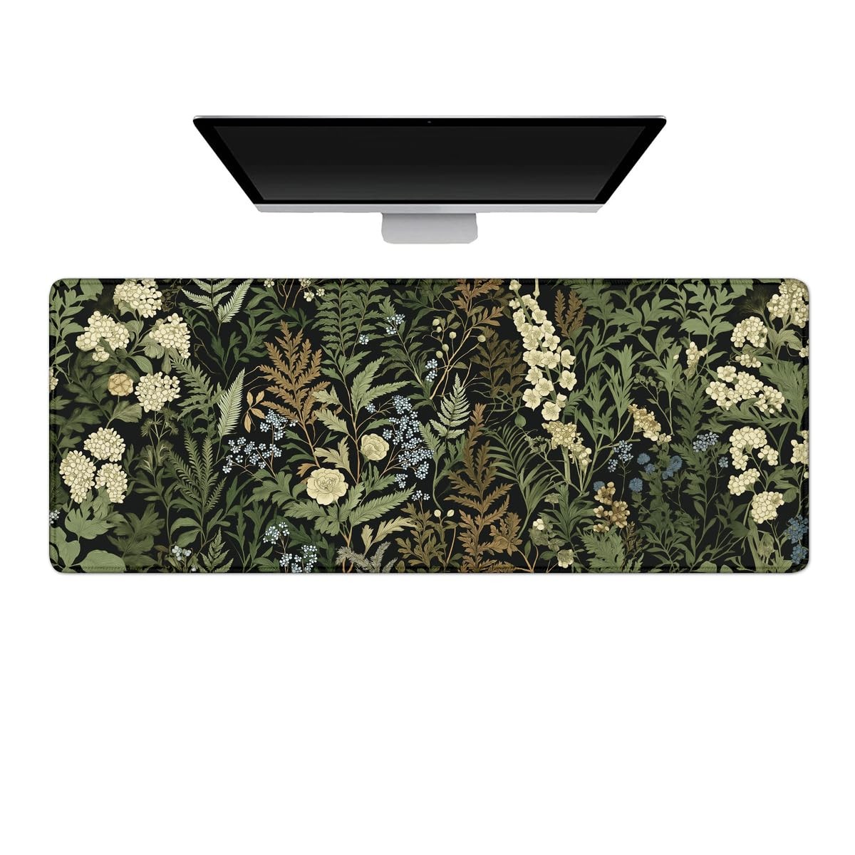 Deep Green Floral Desk Mat,Desk Pad, XXL Large Mouse Pad,Anti-Slip Big Mousep...
