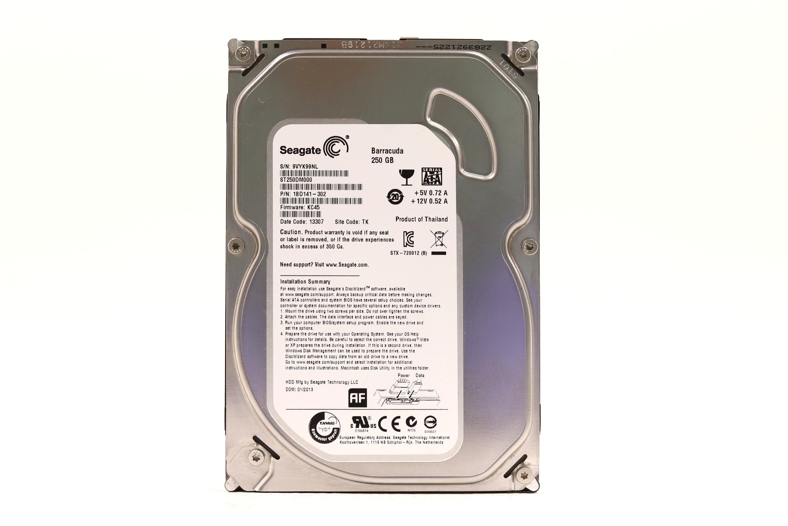 Seagate ST250DM000 250GB 3.5" 6Gb/s 16MB 7.2K RPM SATA Hard Drive P/N:1BD141-302
