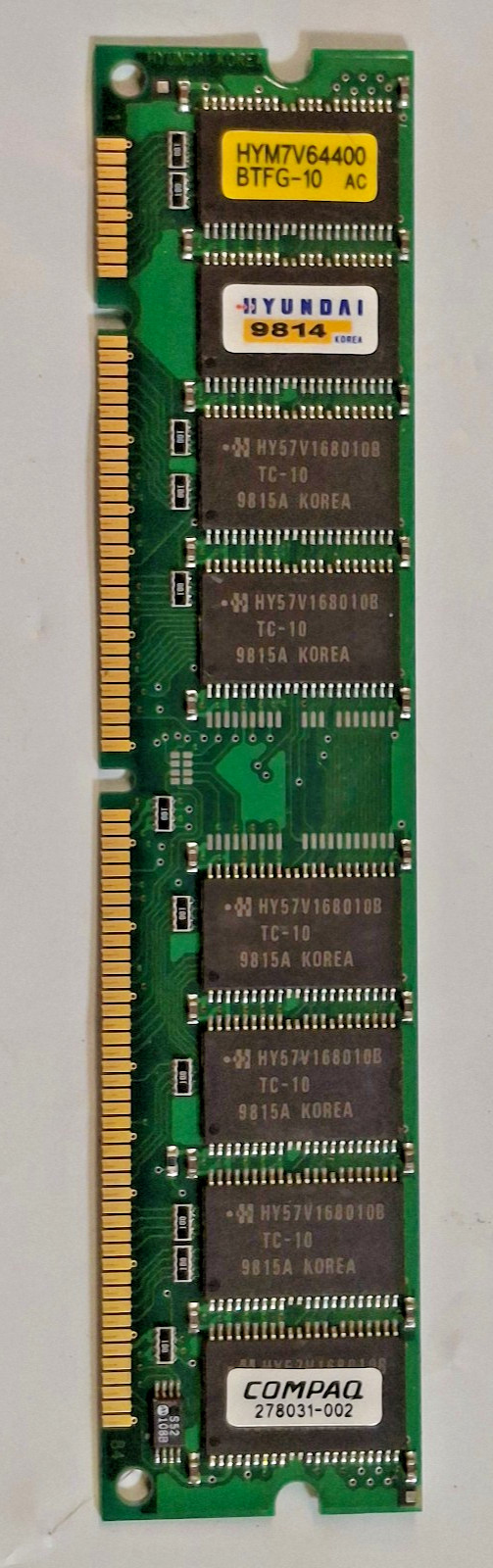 Hyundai 32MB 9814 168 PIN DIMM HYM7V64400 BTFG-10 AC Memory RAM /VINTAGE