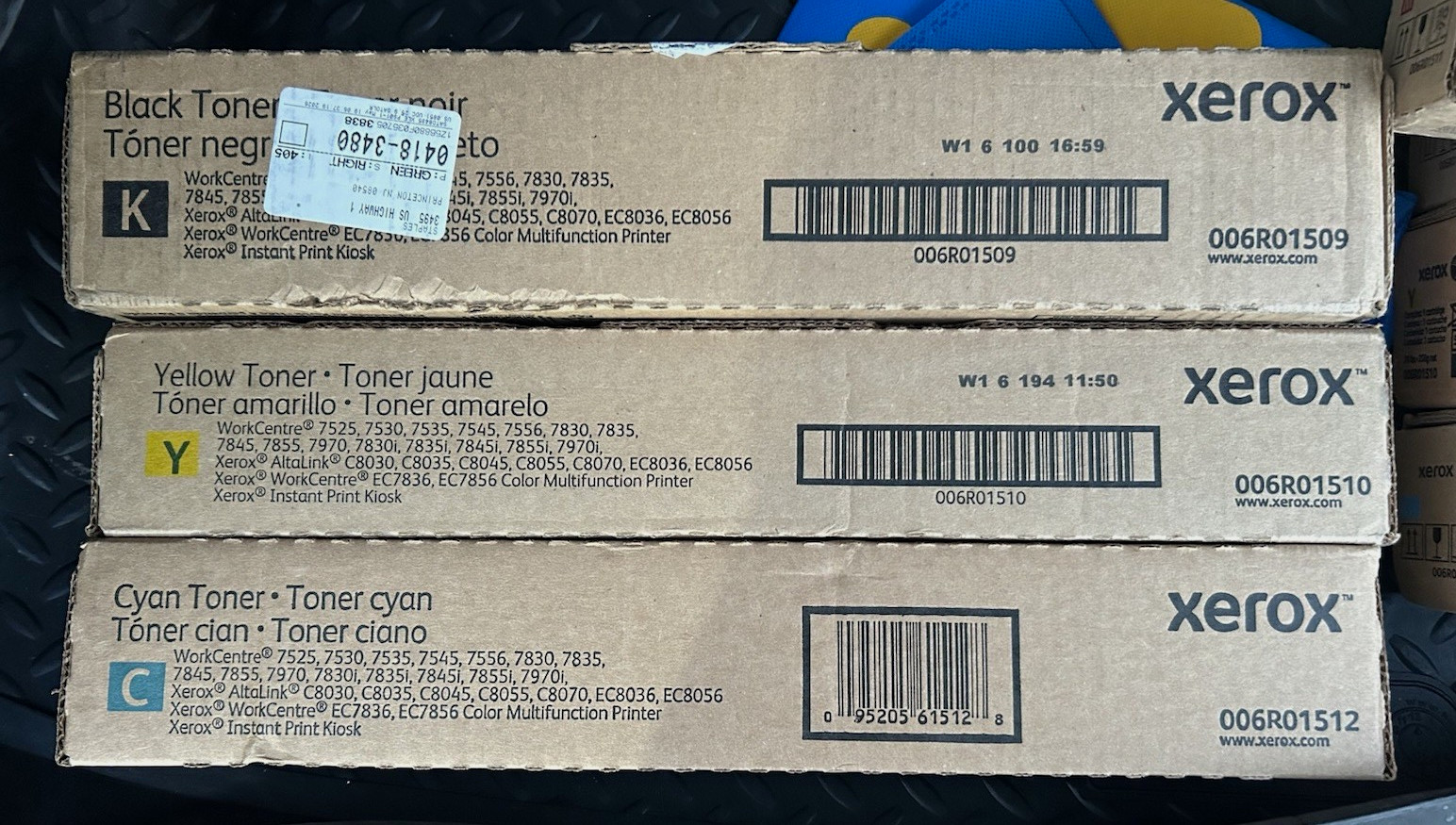 Xerox Genuine/Original Laser Toner Set 006R01509/510/512 Black Yellow Cyan