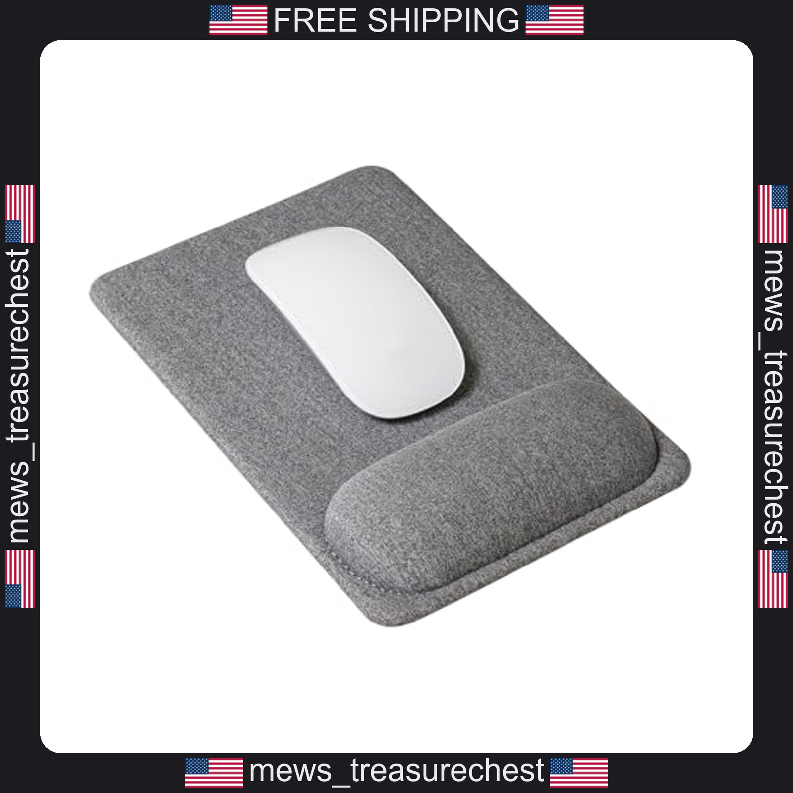 Ergonomic Mouse Pad with Wrist Rest Non-Slip Base 8.86 x 6.1 inches Grey