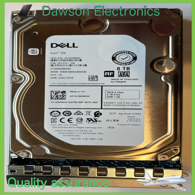 ST8000NM0205 DELL 092MDW 92MDW 8TB 7.2K SATA 6Gb/s 3.5" 512e HDD Hard Drive