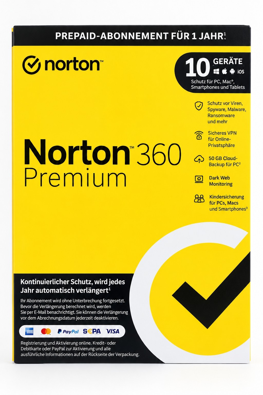 Norton 360 Premium - 10 Devices - 1 Year - Antivirus, VPN, 75GB Cloud